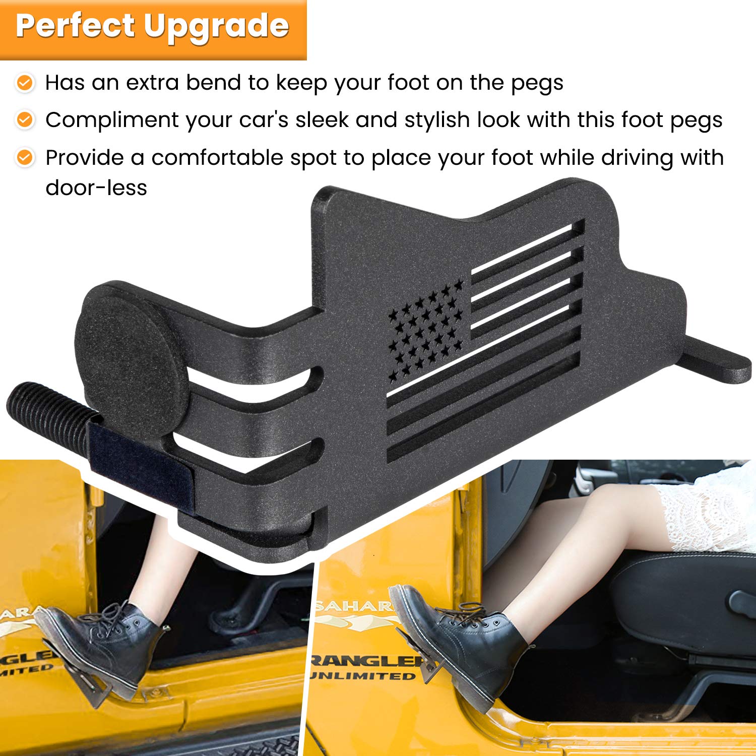 Front Foot Pegs Rest Pedal Exterior Door Hinge For Jeep Wrangler 2007-2023 JK JKU JL JLU Sports Sahara Freedom Rubicon Unlimited