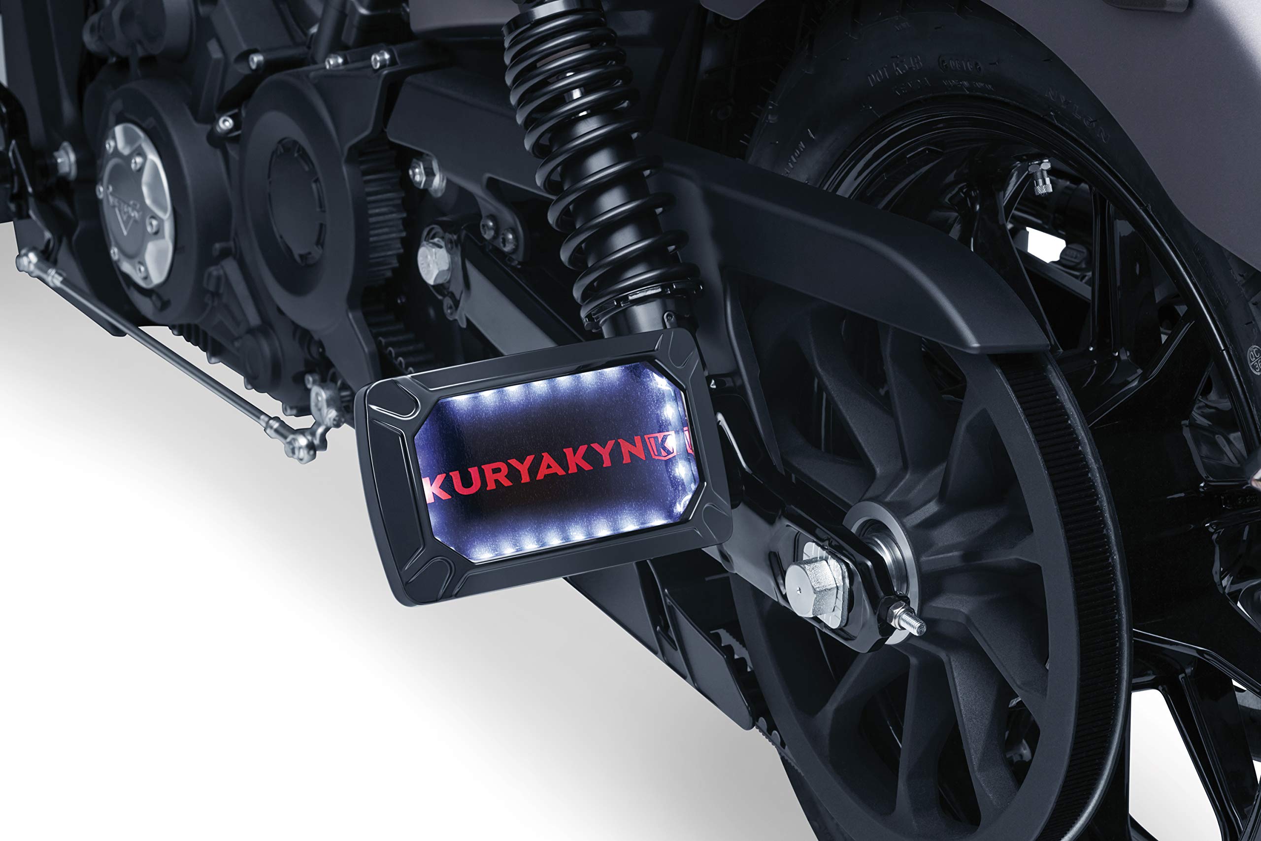 Kuryakyn 3193 Motorcycle Accent Accessory: Nova Curved License Plate Holder and Frame with Wraparound LED Illumination Lighting,