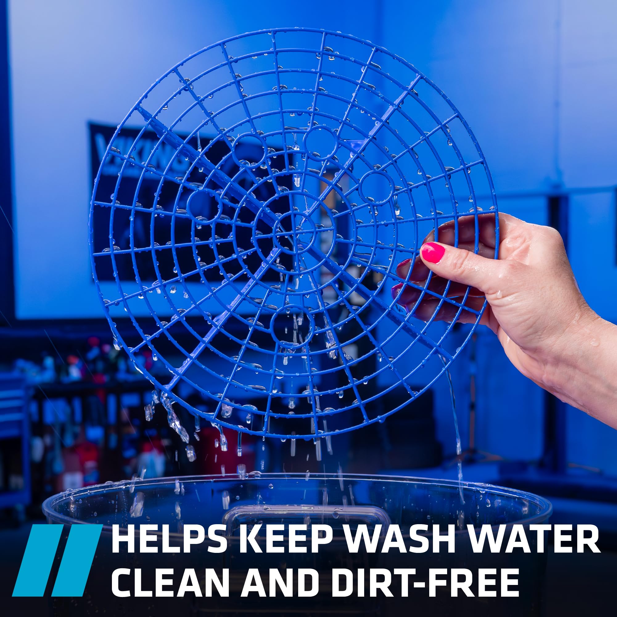 Viking Automotive Bucket Insert Grit Trap For Car Wash And Detail Kits, Helps Remove Dirt And Debris From Microfiber, Mitts, Cloths, And Sponges, Blue