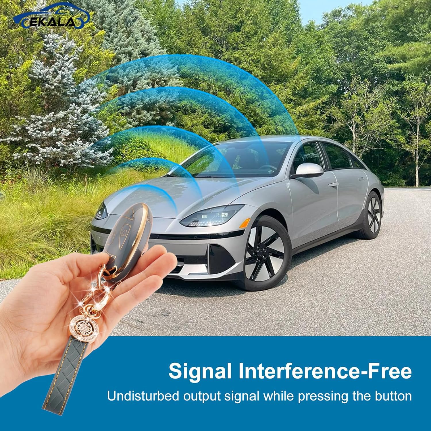 EKALA for Hyundai Ioniq 6 Grandeur GN7 KONA 5-Button Key Fob Case, TPU Material, Blue, Compatible with 2023 2024 Hyundai Ioniq 6