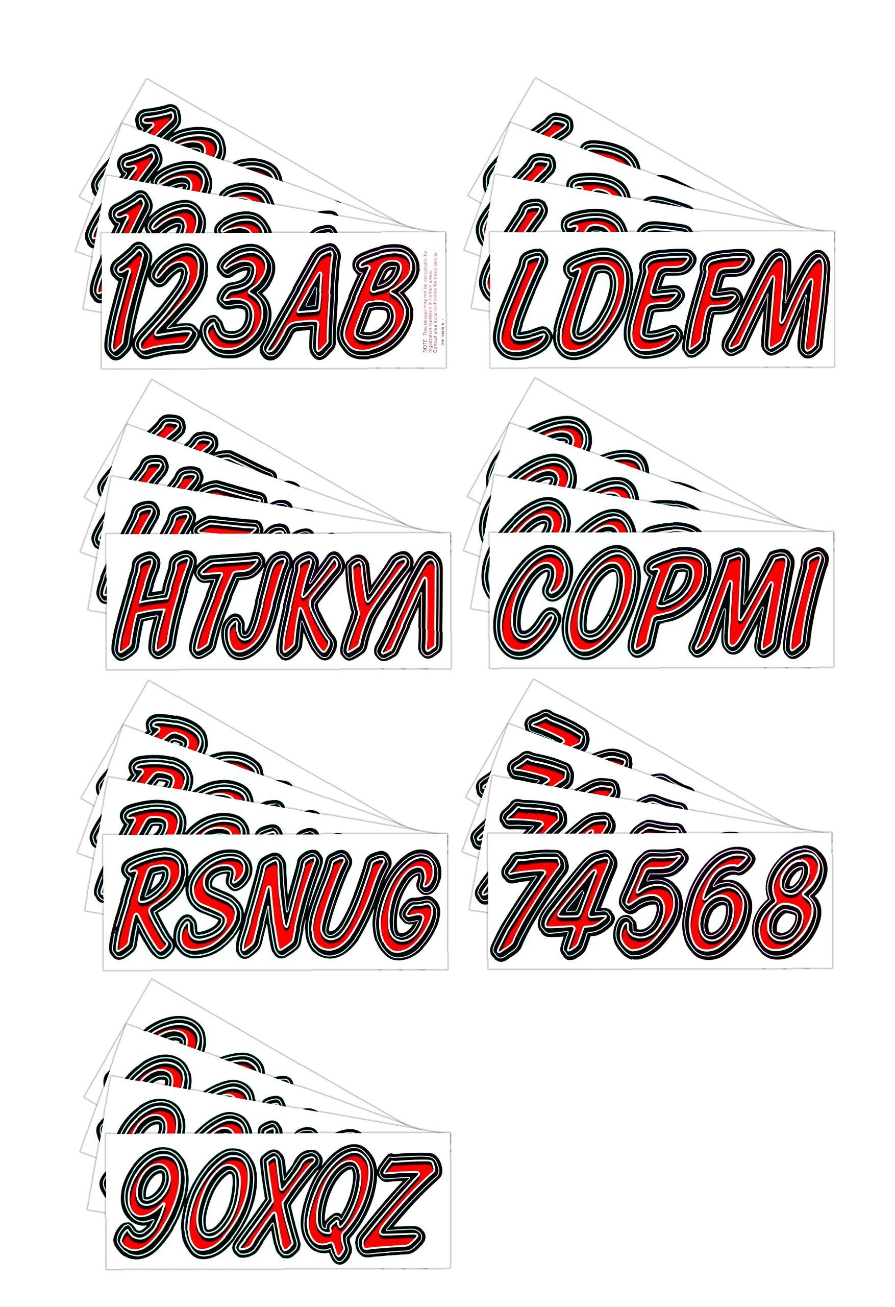 Hardline Products Series 400 Factory Matched 3-Inch Boat & Pwc Registration Number Kit, Red/Black - Rebkg400