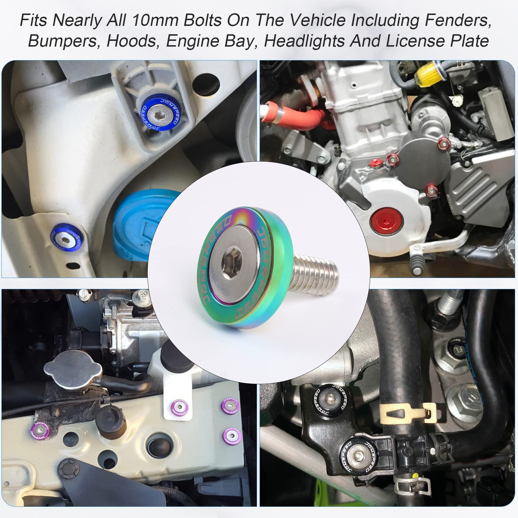 Jdmspeed 20 Pcs Neo Chrome Cnc Billet Aluminum Fender Washer Engine Bay Dress Up Kit