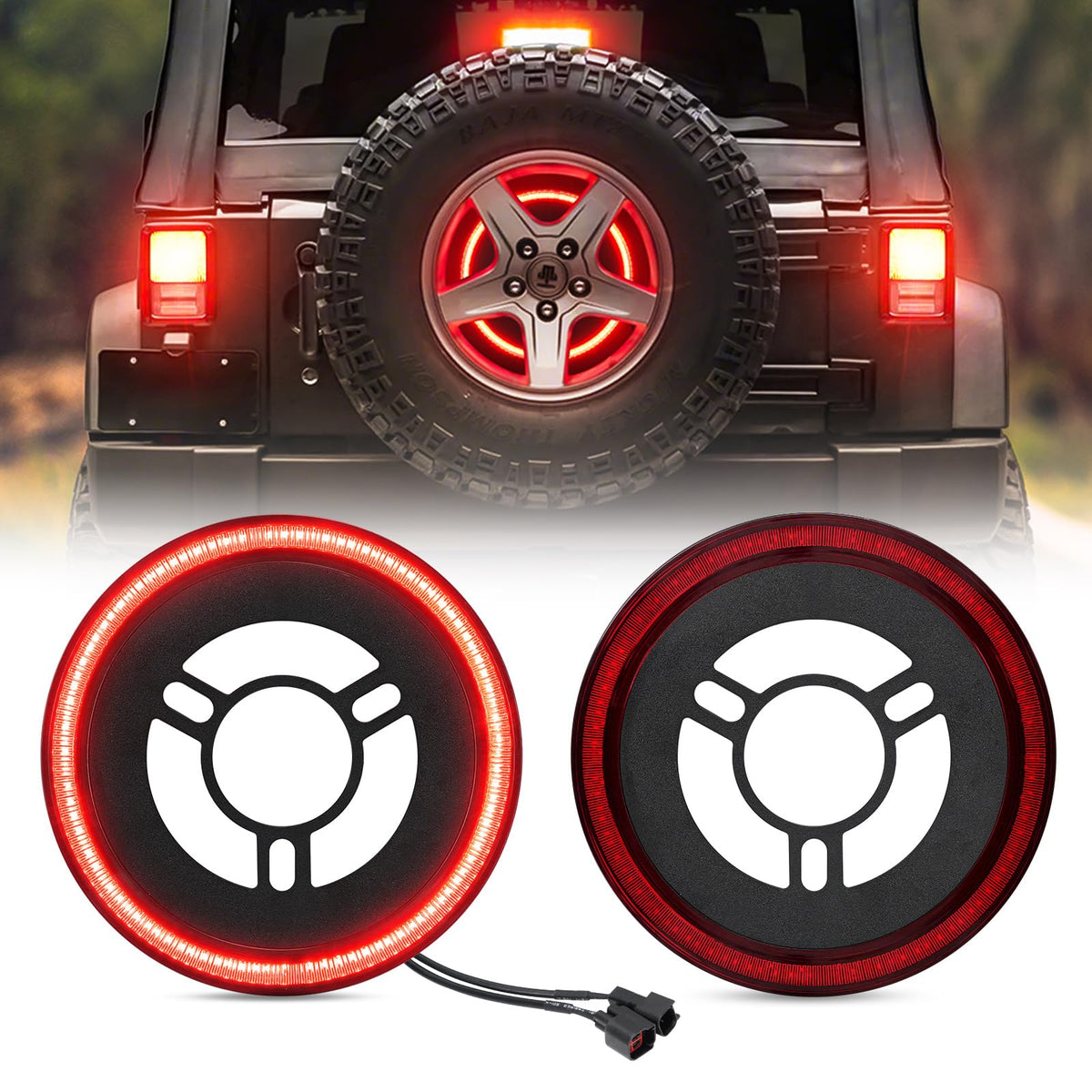 Bordan Led Spare Tire Third Brake Light For Wrangler Jk Jku - Plug & Play, Red Smoked Lens 3Rd Brake Light Assembly Compatible W