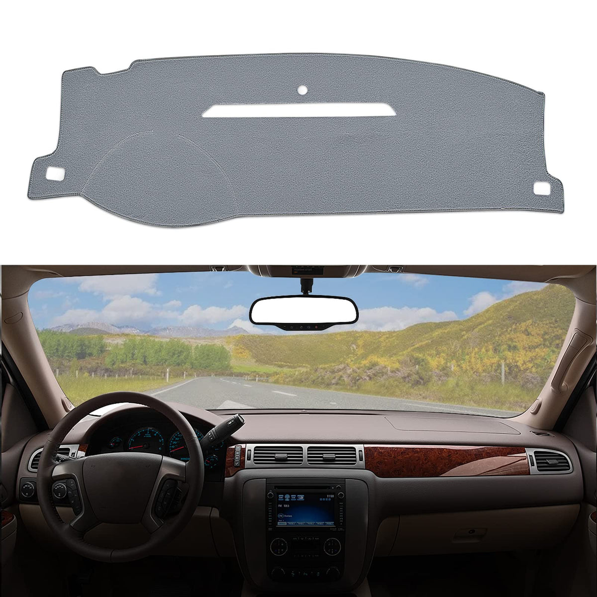 Dashboard Dash Cover Mat Carpet Compatible With 07-14 Chevy Tahoe Suburban Denali Avalanche Gmc Yukon/Xl,07-13 Chevy Silverado S