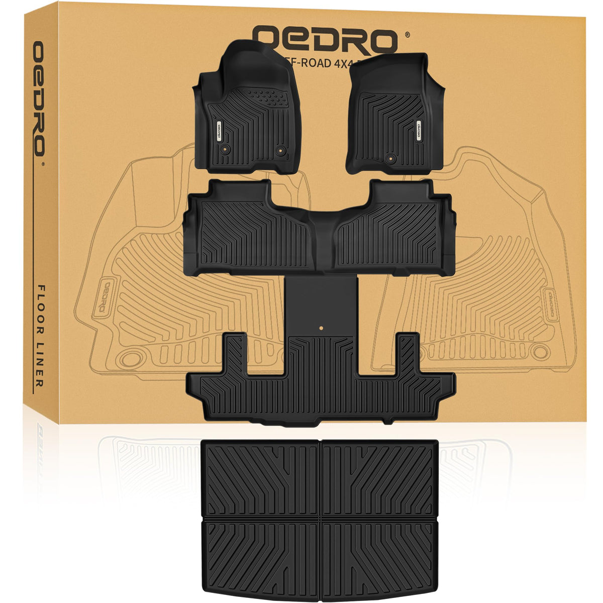 Oedro Floor Mats & Cargo Mat Fit For 2021-2025 Chevrolet Suburban / 2021-2025 Gmc Yukon Xl 7-Seater, Tpe All Weather 3 Row Floor