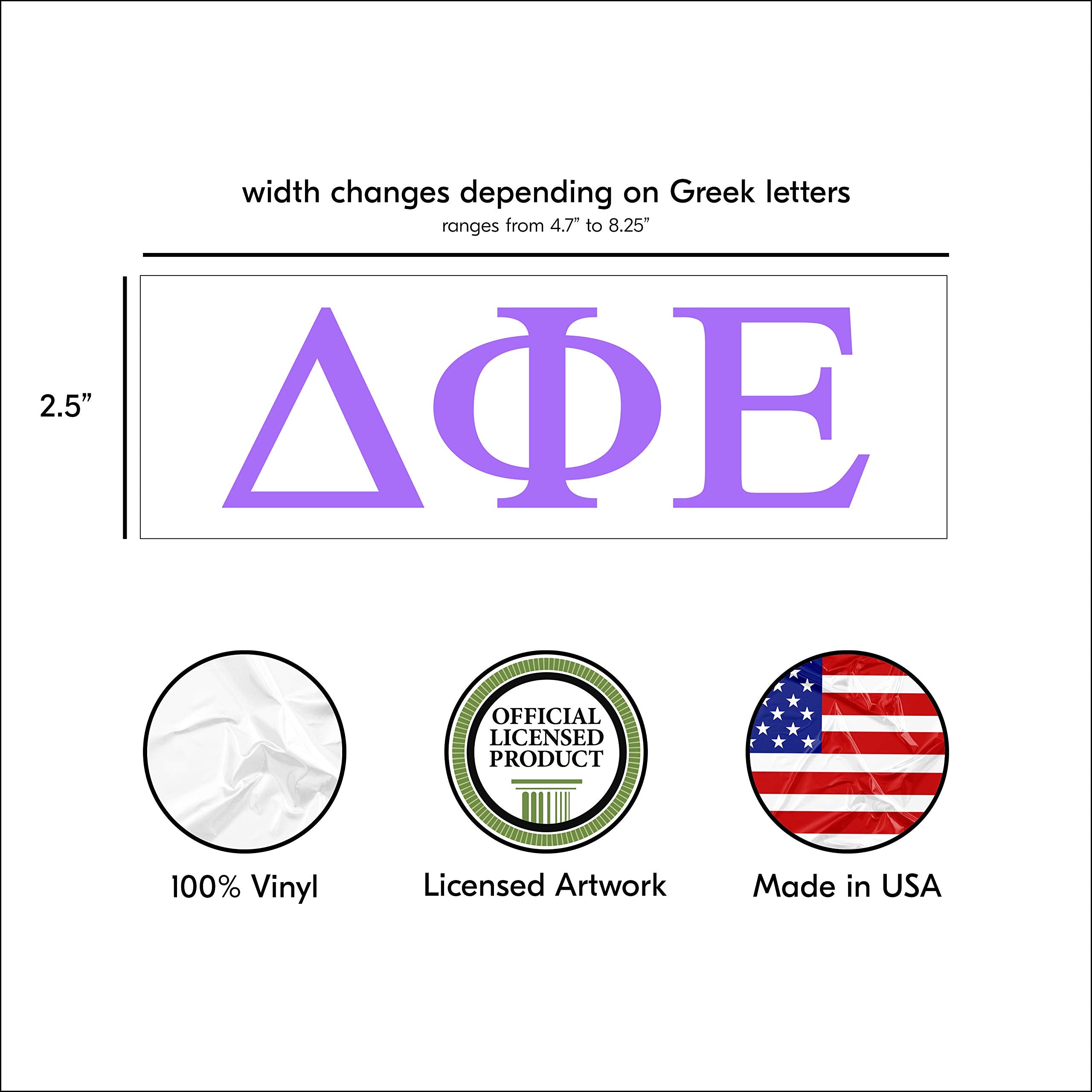 Pro-Graphx Delta Phi Epsilon Greek Sorority Sticker Decal, 2.5 Inches Tall, Lilac