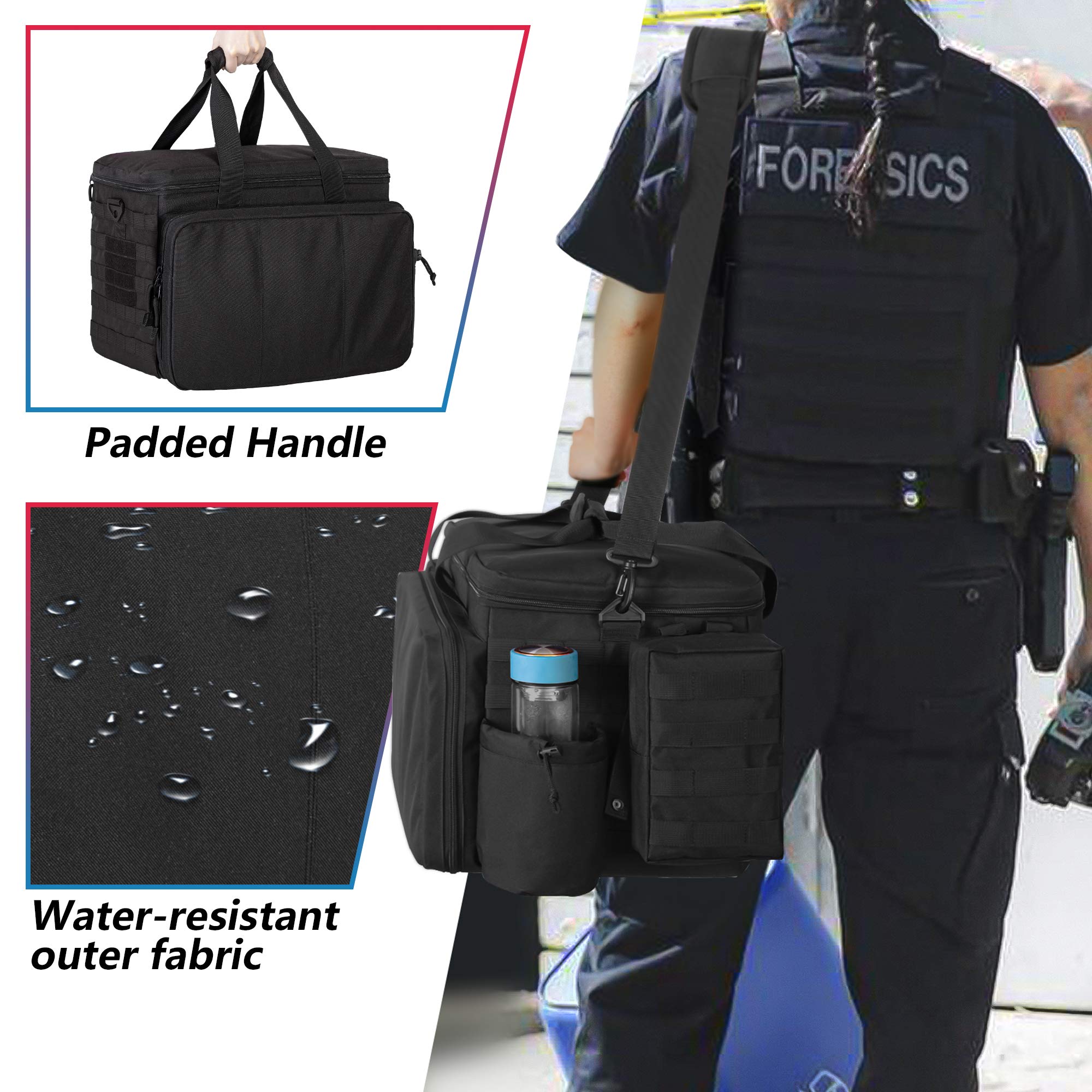 Trunab Patrol Bag, Police Gear Bag, Car Front Seat Organizer For Law Enforcement With Compartment For Up To 15.6” Laptop, Drinks Holder, Molle Compatible, Fits Vehicle Passenger Seat