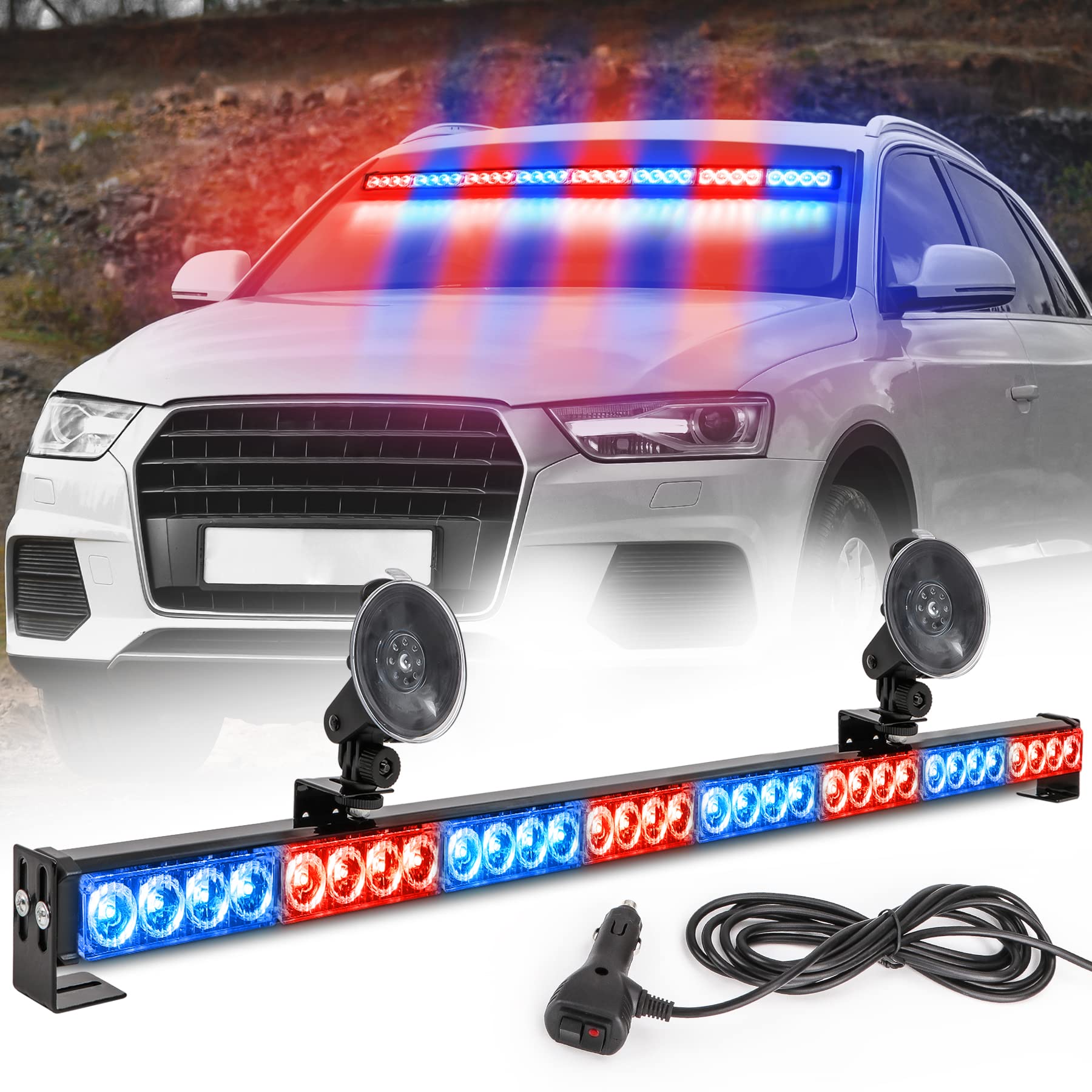 Led Warning Lights 36 Inch Police Emergency Strobe Light Bar 13 Flash Patterns 32 Led Traffic Advisor Vehicle Truck Cop Strobe W