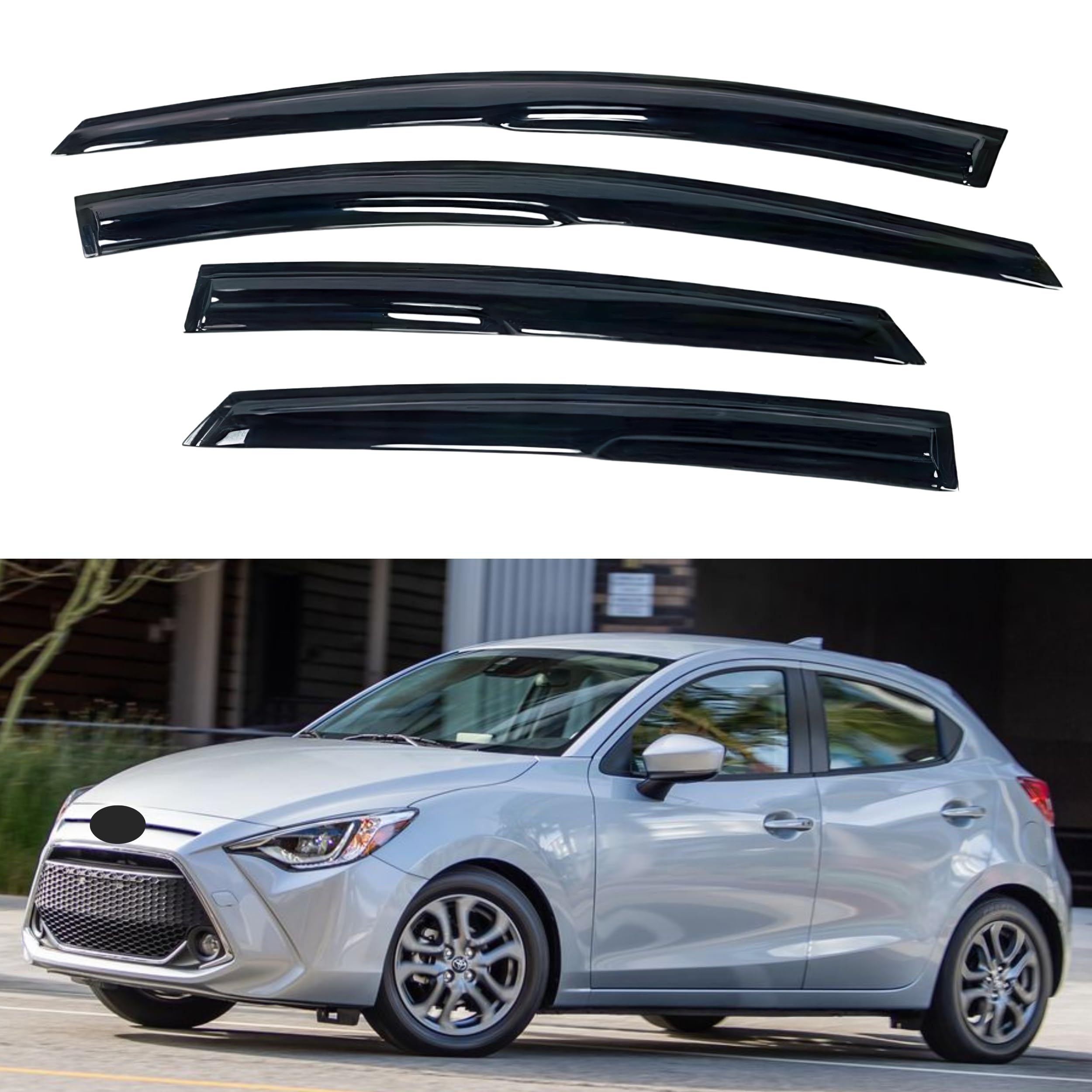Ig Window Visor For Toyota Yaris Ia Hatchback 2016-2020 & Scion Ia Hatchback 2016-2020, Rain Guard Tape-On Side Vent Deflector M