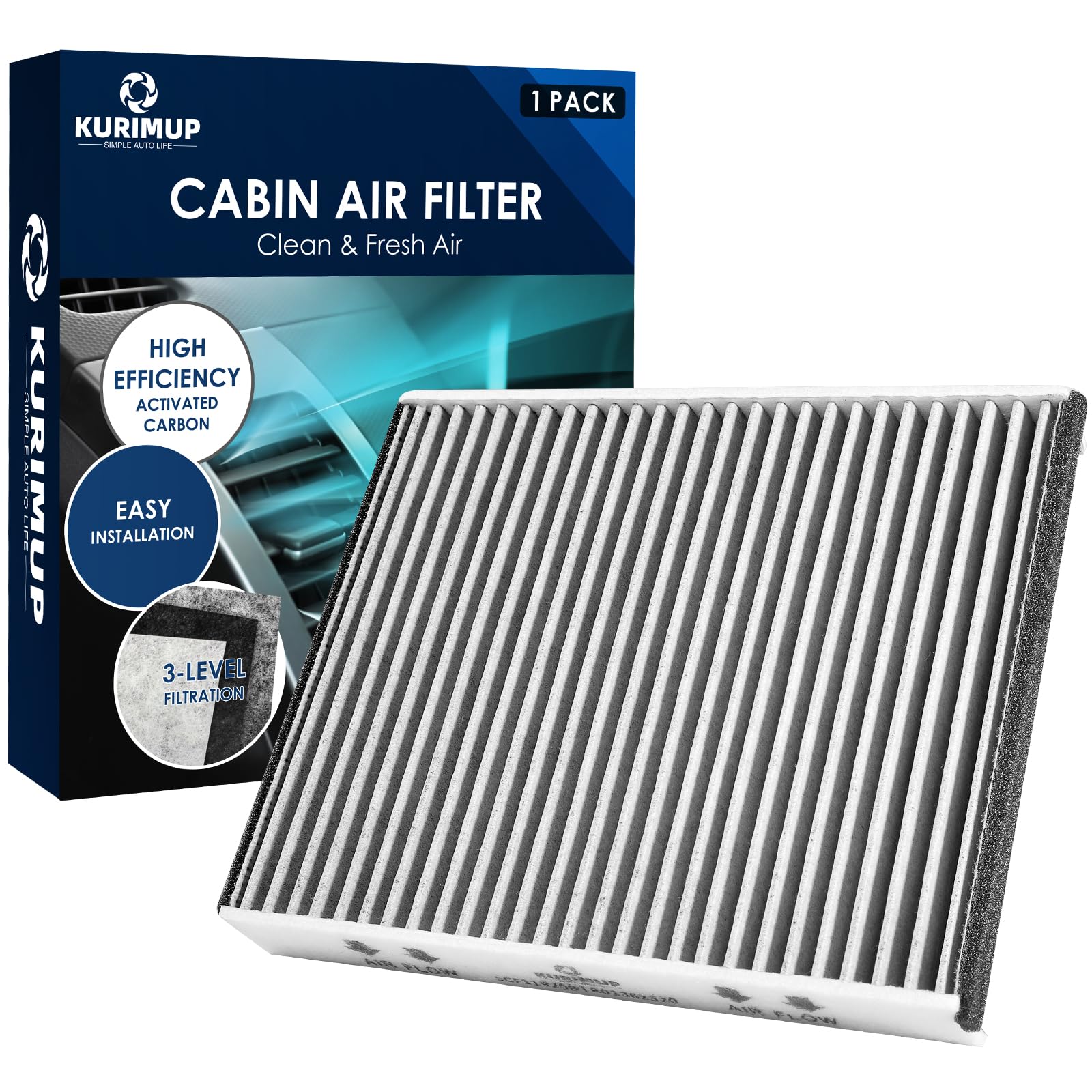 KURIMUP Premium Cabin Air Filter with Activated Carbon,Replacement for CF11920,Fit for Ford C-Max(2013-2018)/Escape(2013-2019)/F