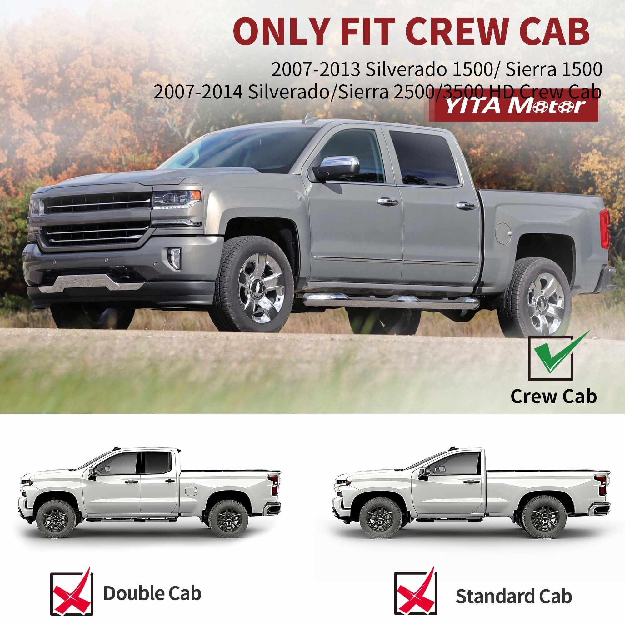 Yitamotor Floor Mats Compatible With 2007-2013 Silverado 1500/ Sierra 1500, 2007-2014 Silverado/Sierra 2500/3500 Hd, 1St & 2Nd R