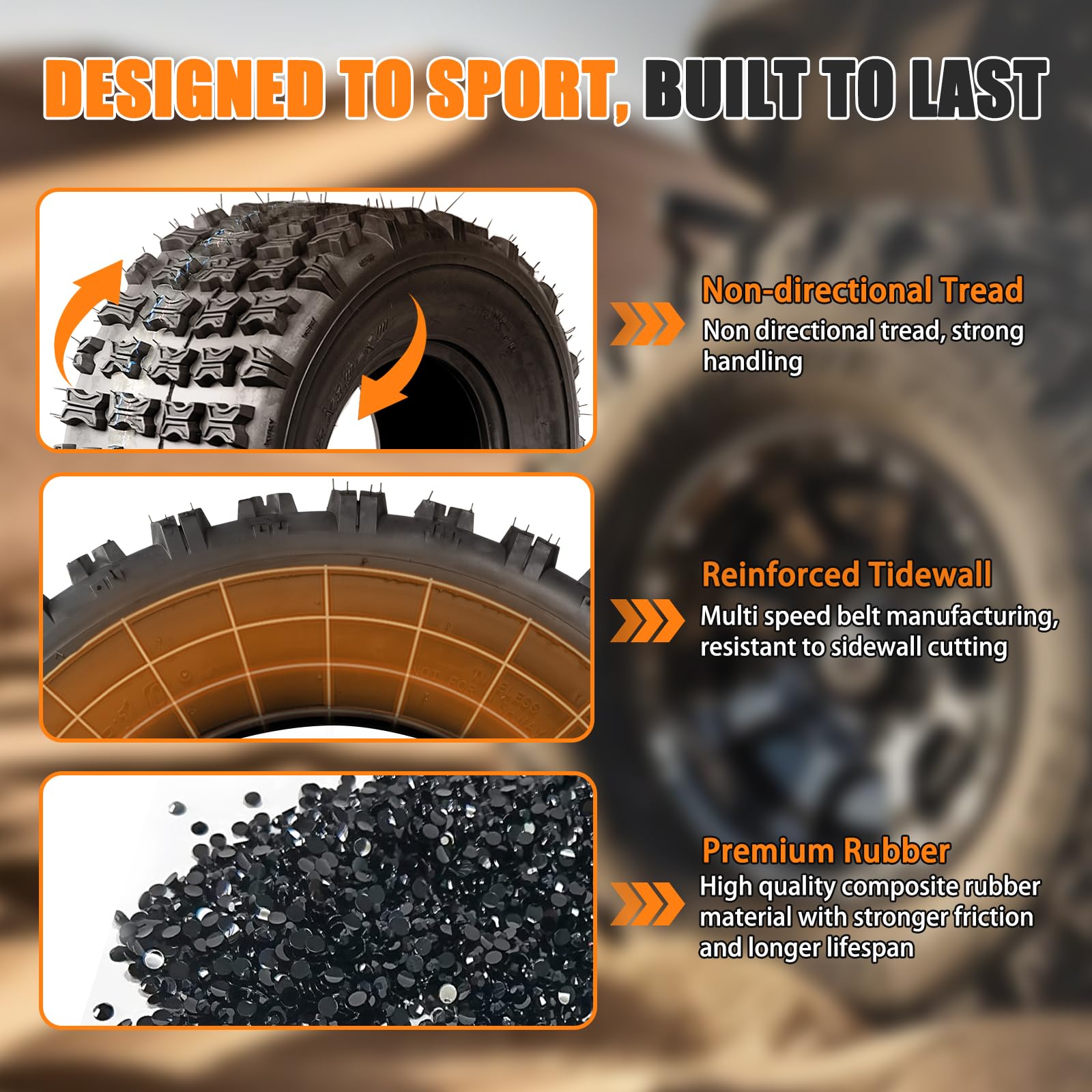 TRIPOWER 22x10-9 ATV UTV Tires 22x10x9 All Terrain Knobby Sport Tires for All Trail Sand Mud Off-Road Tire, 6-Ply Tubeless, Pair