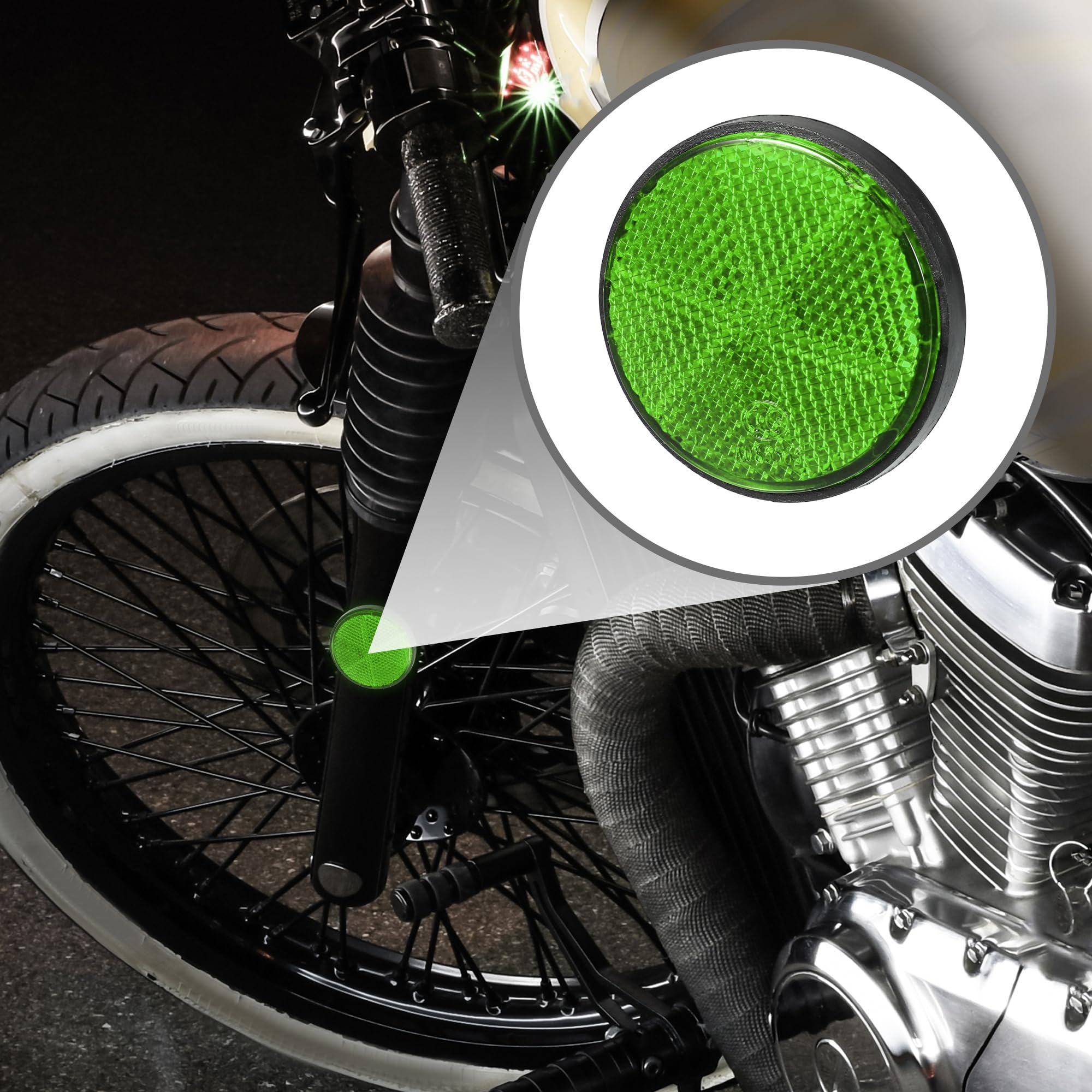 Partuto 4Pcs 2.20''X0.31'' Universal Reflector - Round Motorcycle Bike Safety Reflector Increase Visibility And Safety On The Ro