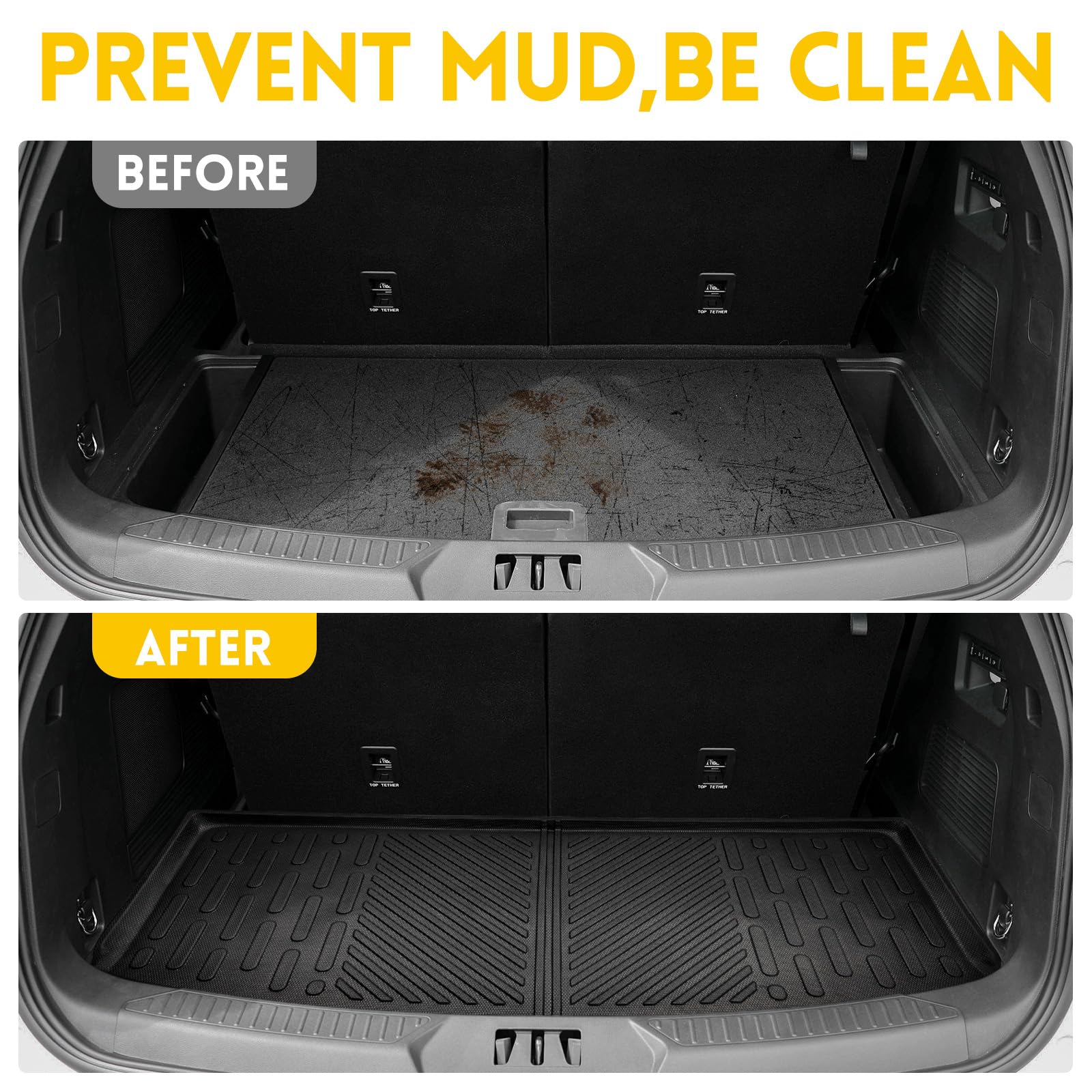 Jtyzsm Rear Cargo Mat For 2020-2025 Ford Explorer 6&7 Seats All Weather Tpe Anti-Slip Trunk Mat Cargo Liner For 2020 2021 2022 2023 2024 2025 Ford Explorer Accessories