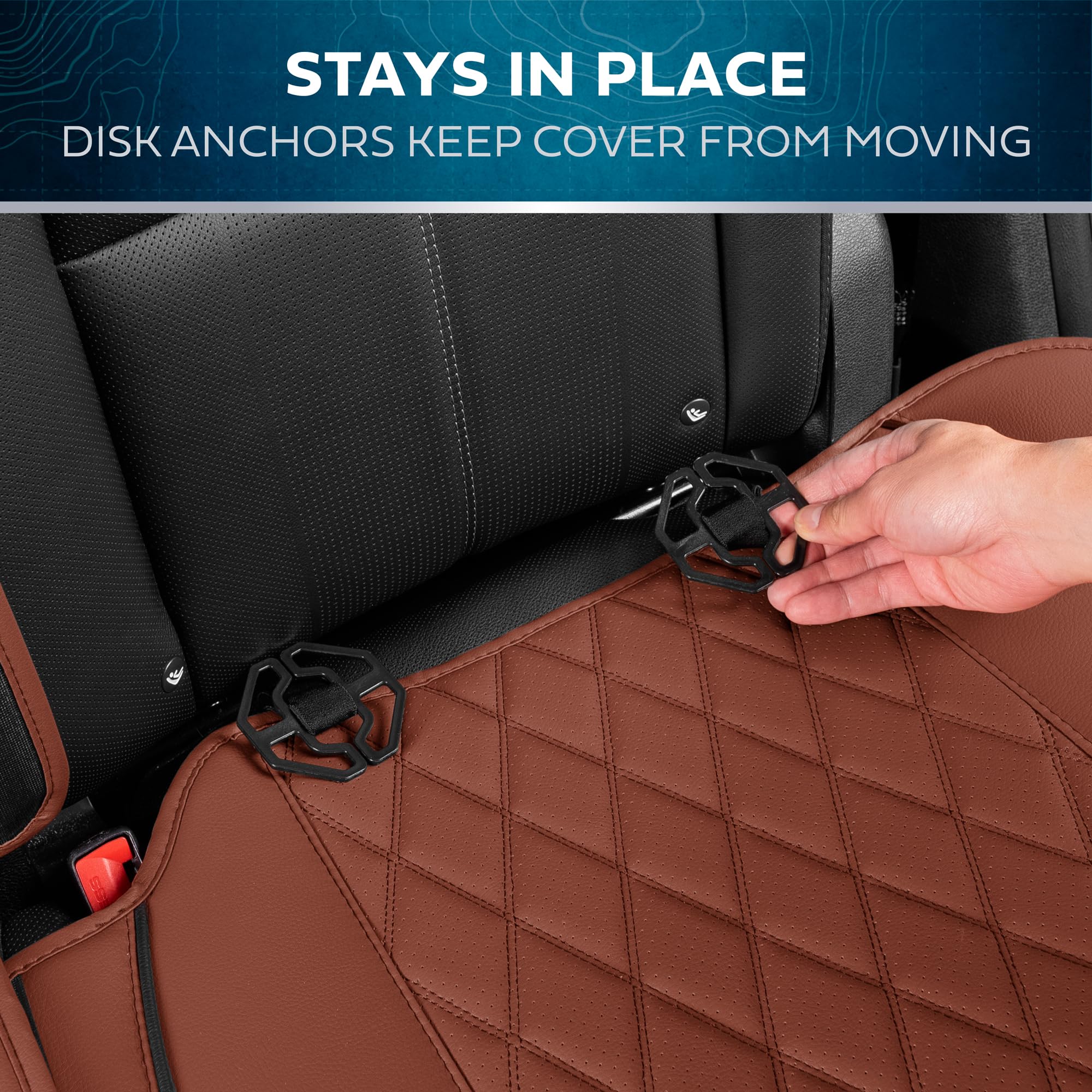 Motorbox Car Seat Covers - Ranch Leatherette Faux Leather Terracotta Seat Covers For Car - Diamond Stitched Cushioned Seat Prote
