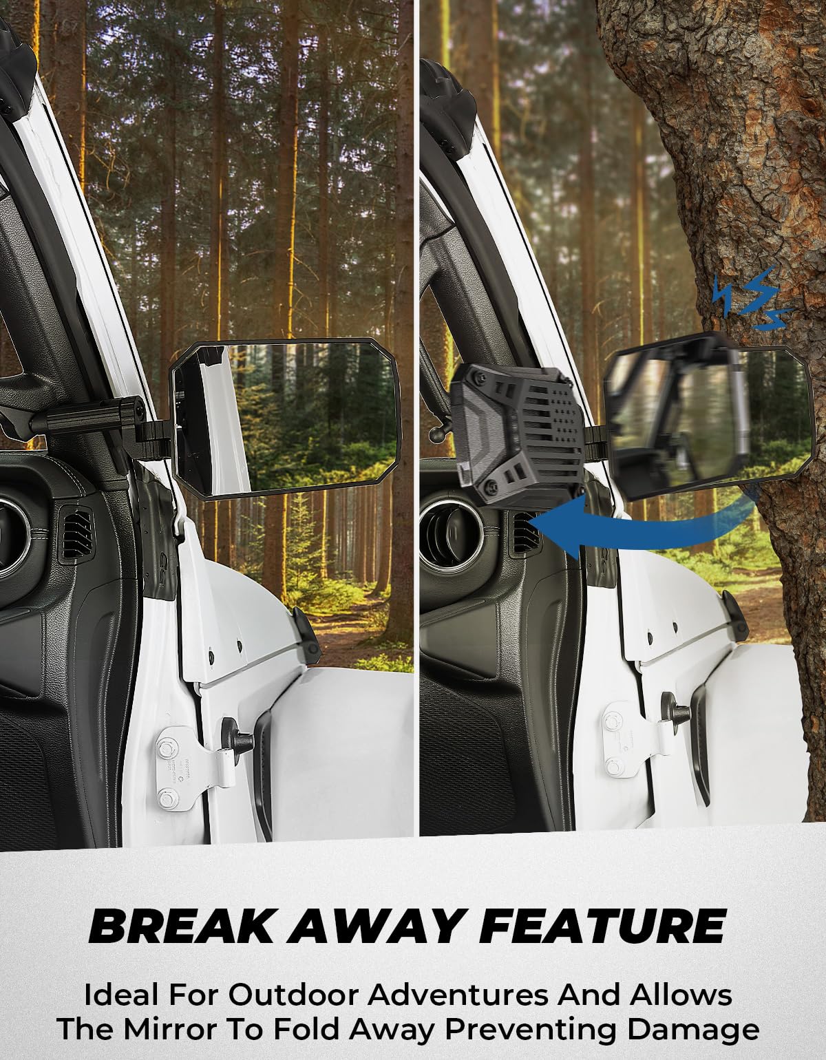 Joytutus Mirrors Doors Off Compatible With Wrangler Jl/Jlu 2018-2023 & Gladiator Jt, Jl Side Mirrors With Ball Adapter, Wider View No Vibrate & Wobble (Not Fit 2024 Wrangler), Patented