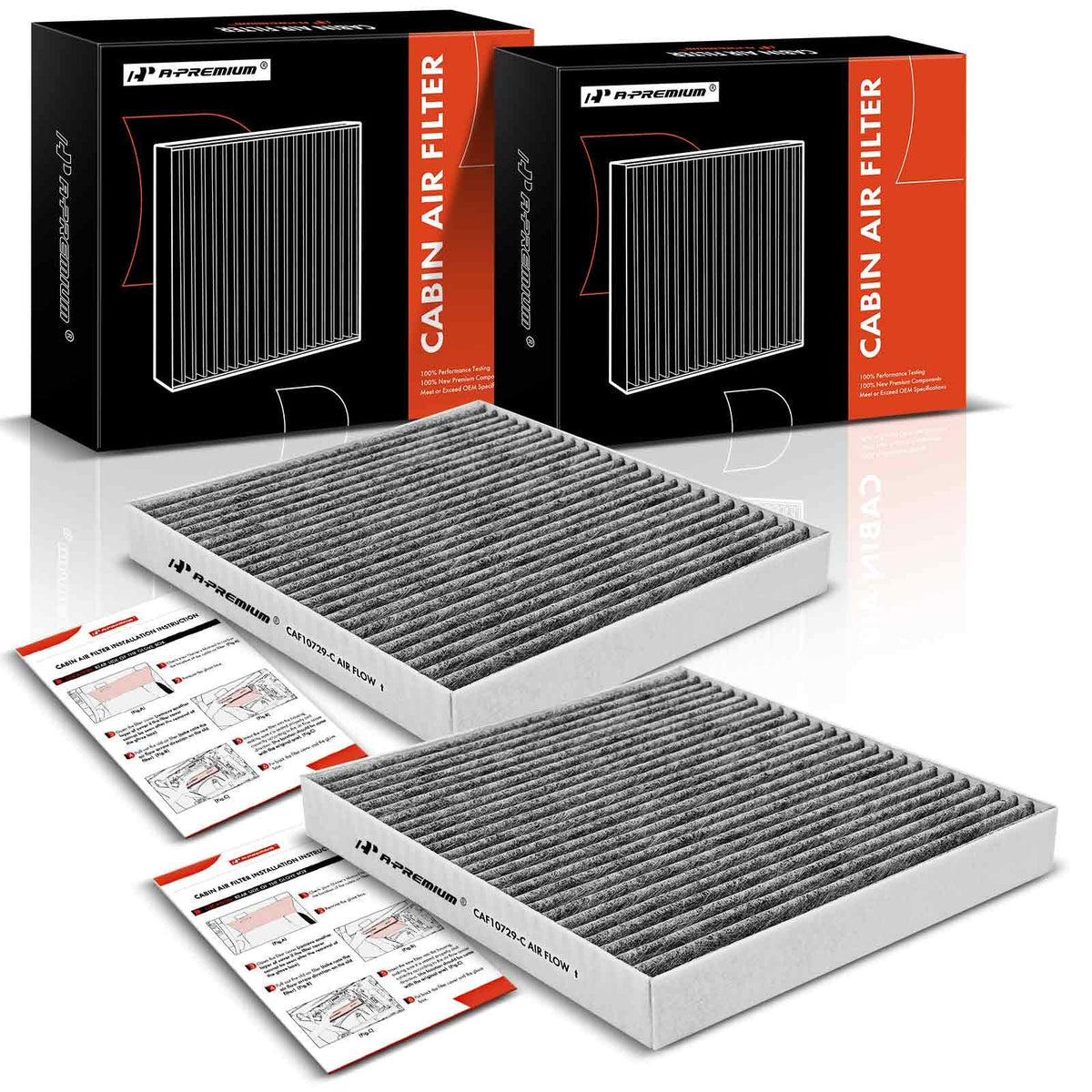 A-Premium 2-Pc Cabin Air Filter With Activated Carbon Compatible With Chrysler 200, Sebring & Dodge Avenger, Caliber, Journey & 