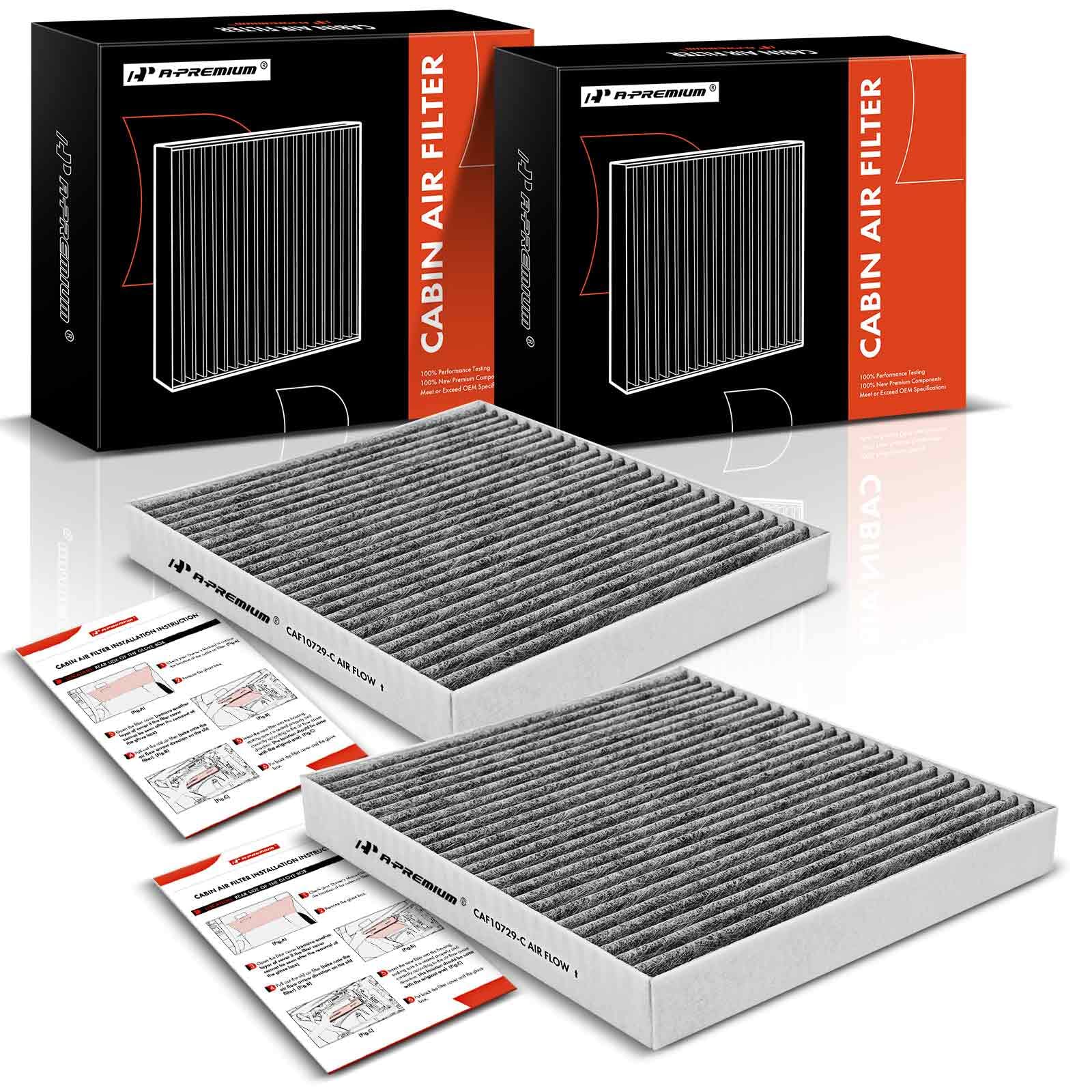 A-Premium 2-Pc Cabin Air Filter With Activated Carbon Compatible With Chrysler 200, Sebring & Dodge Avenger, Caliber, Journey & Jeep Compass, Patriot & Ram, 2007-2017, Replace# 5058693Aa