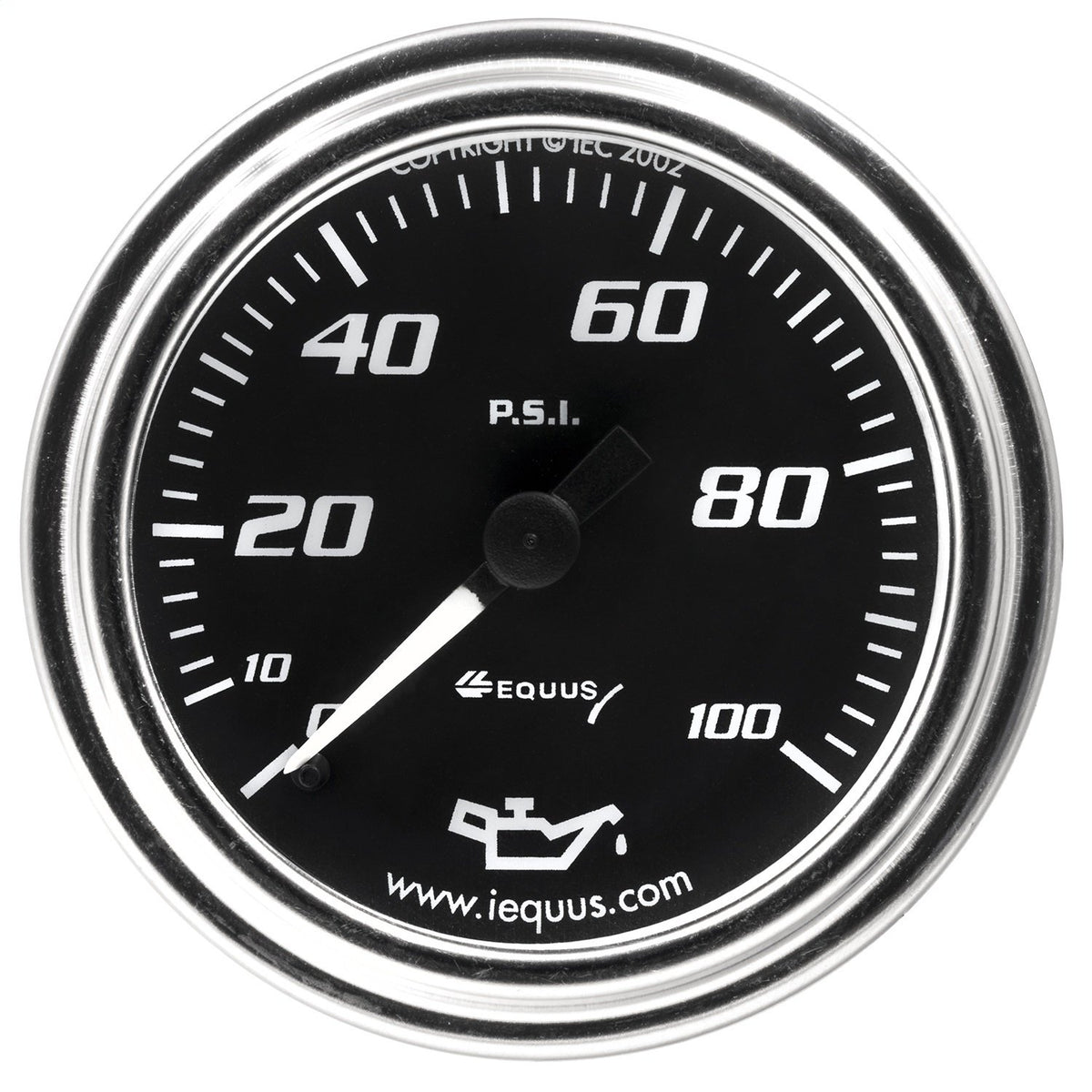 Equus 7244 2'' Mechanical Oil Pressure Gauge, Chrome With Black Dial