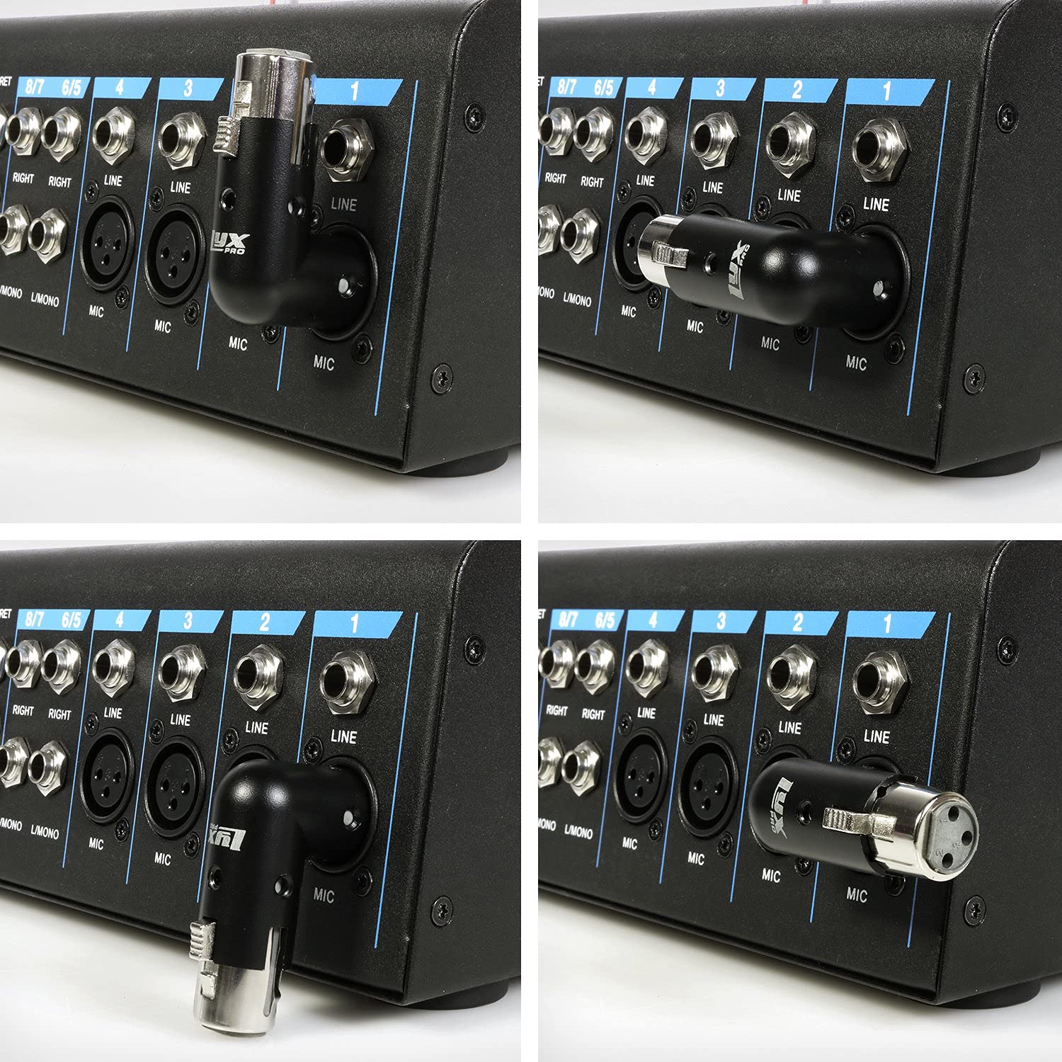 Lyxpro Xlr Angle Adapter Dual Male And Female Can Be Positioned To 4 Different Angles Right Left And 90 Degree Great For Mixers