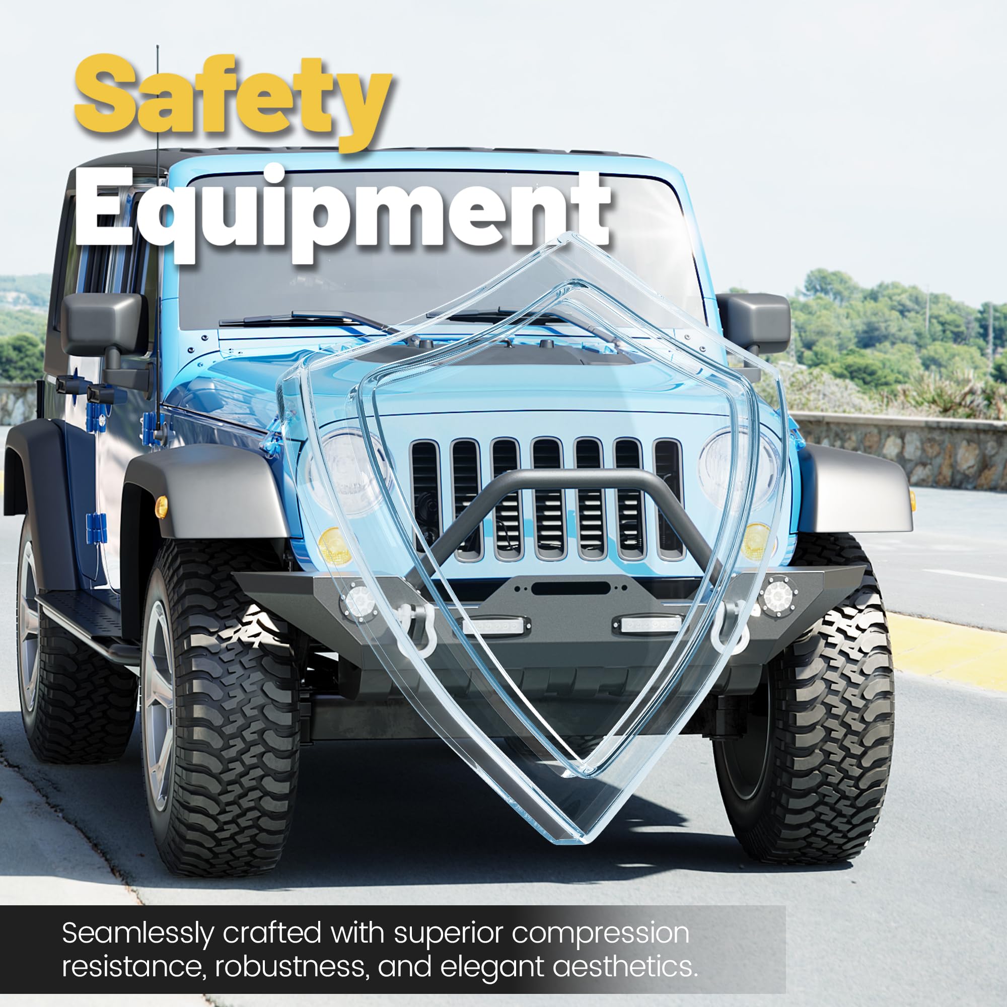 ECOTRIC Front Bumper Compatible with 2007-2022 Jeep Wrangler JK/JKU JL/JLU Gladiator JT With Winch Plate, LED Lights and D-rings