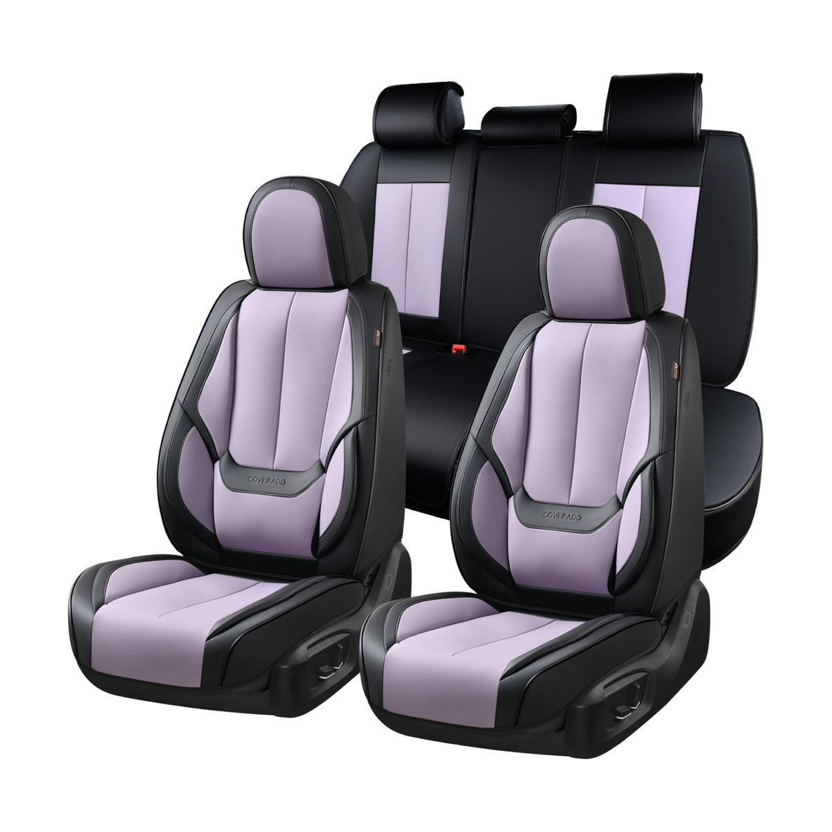 Coverado Car Seat Covers Full Set, Car Seat Protector Waterproof, Nappa Leather Car Seat Cushion, Seat Covers for Cars, Front Se