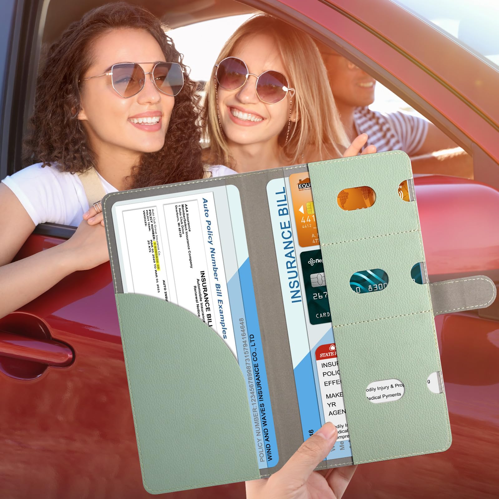 Rsaquar Car Registration And Insurance Holder, Vehicle Glove Box Organizer Cool Car Accessories, Car Document Holder For Cards,