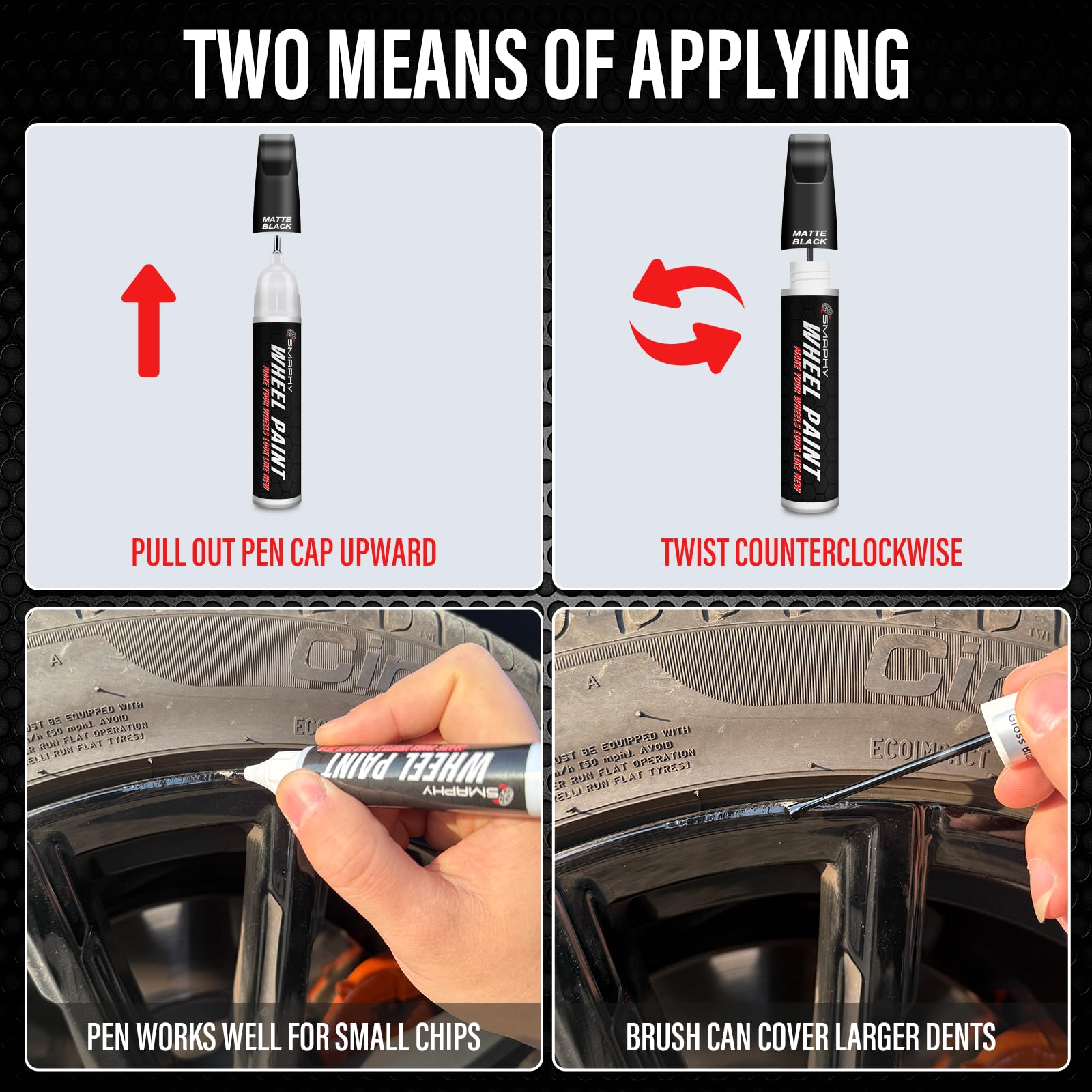 Smaphy Curb Rim Repair Kit, Black Rim Touch Up Paint, Wheel Scratch Repair Kit Wheel Paint Rim Paint Pen For Wheel Repair, Black