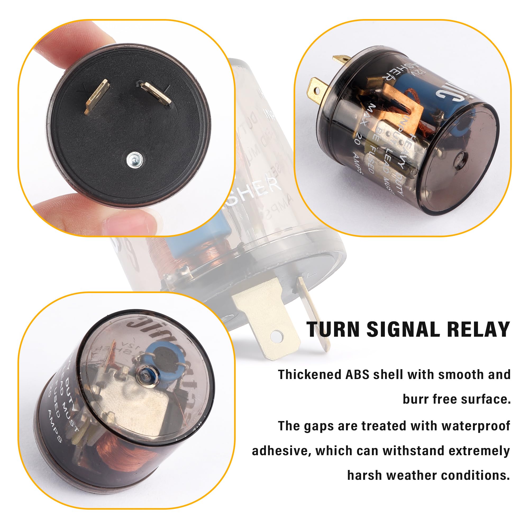 2Pcs Led Flasher Relay,Heavy Duty 12V 2-Pin Electric Led Turn Signal Relay,Two Prong Round Blinker Relay For Fixing Car Motorcyc