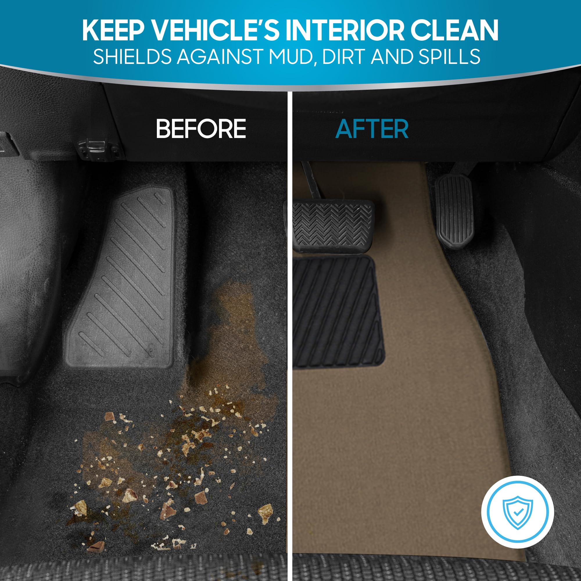 Bdk Classic Carpet Floor Mats For Car & Auto - Universal Fit -Front & Rear With Heelpad (Medium Beige) (Mt-100-Cptseries)