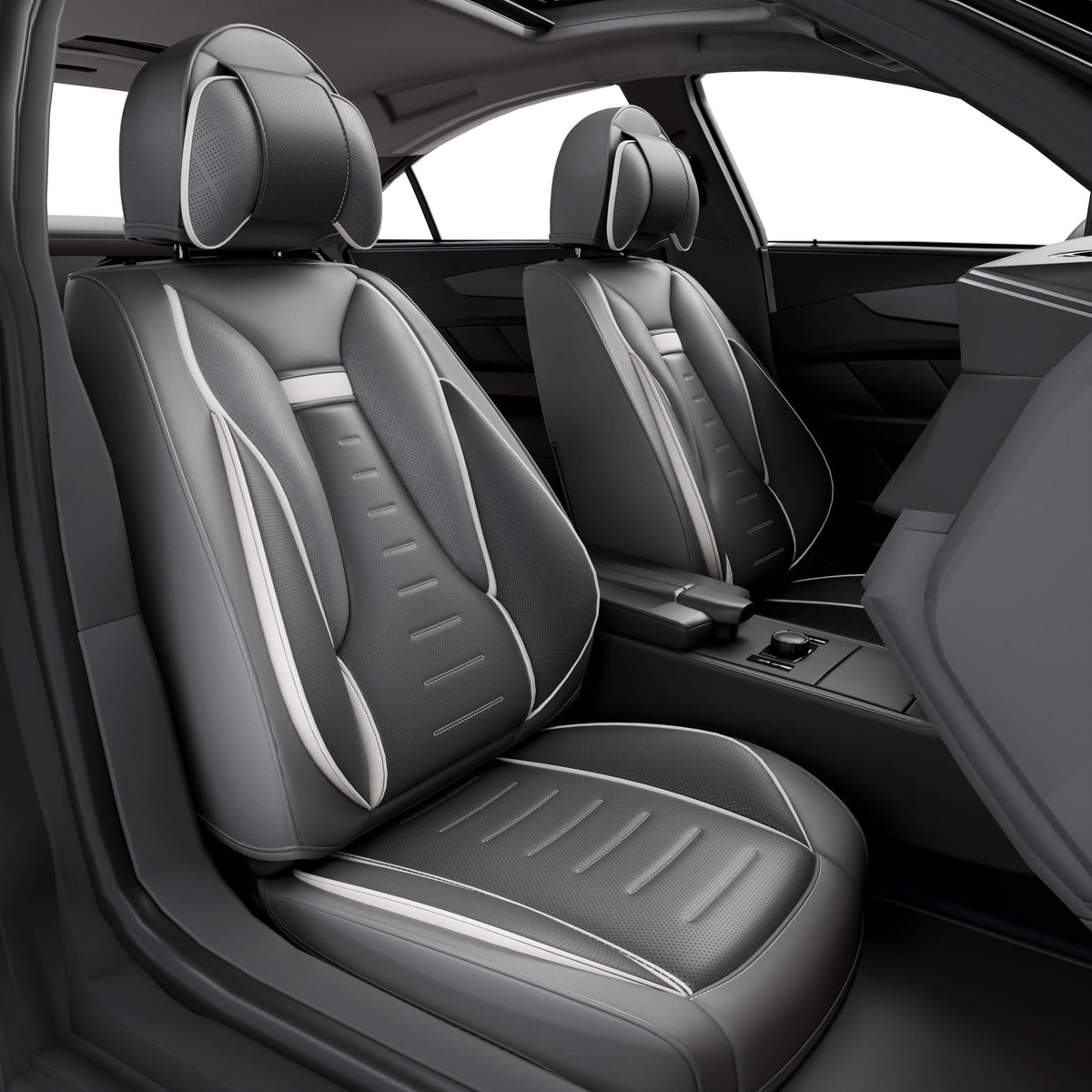 ASLONG 2PCS Angel Wings Front Car Seat Covers Auto Interior Accessories with Waterproof Nappa Leather for Cars SUV Pick-up Truck