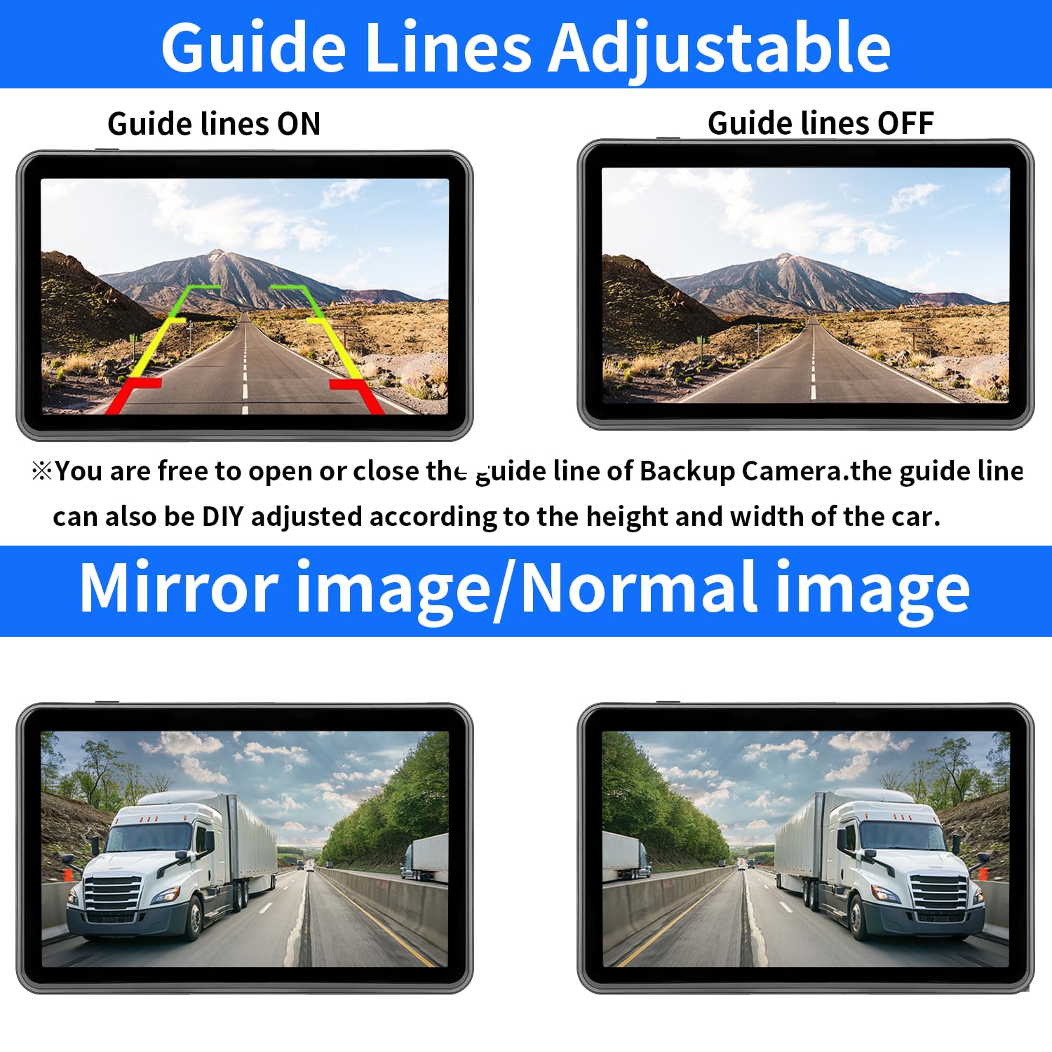 10.1'' Wired Backup Camera System With Touch Screen Monitor For Truck Rv Bus Trailer, 3 Reverse Rear View & Side View Ahd1080P C