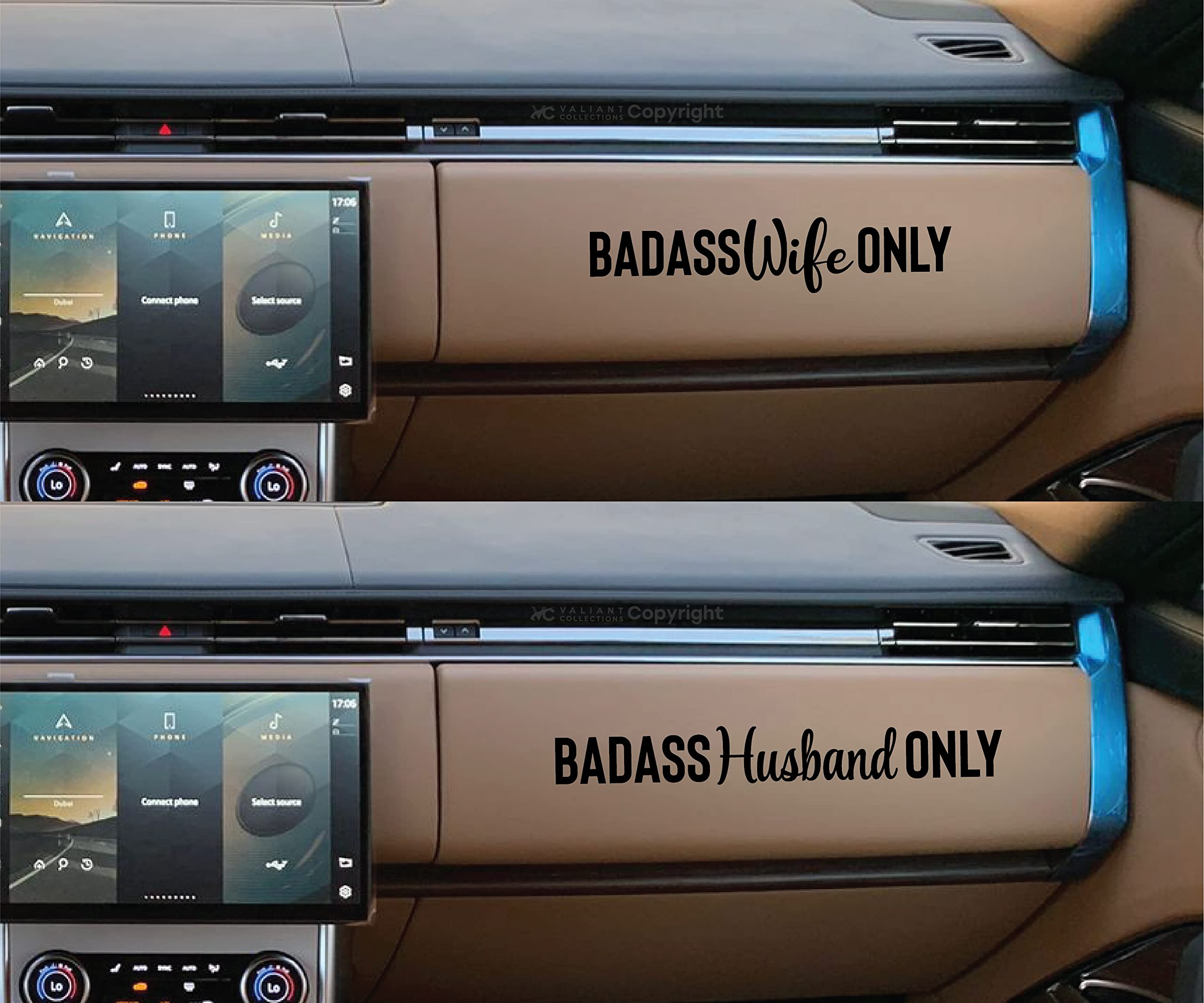 VALIANT COLLECTIONS - Badass Wife Only and Badass Husband Only Sticker - Vinyl Sticker for Car, Truck, and Van - Indoor and Outd