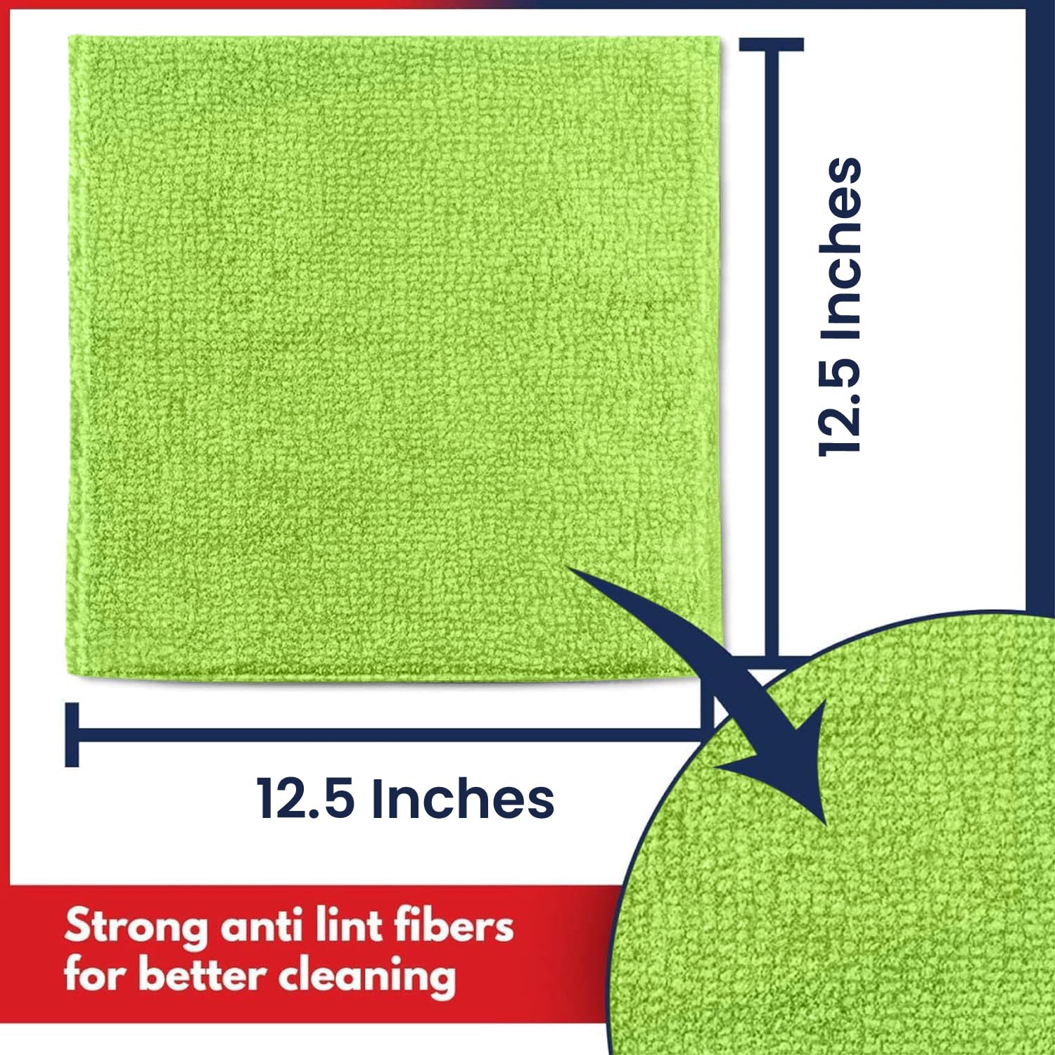 Usanooks Microfiber Cleaning Cloth Light Green - 12 Pcs 12.5''X12.5'' - High Performance - 1200 Washes, Ultra Absorbent Towels W