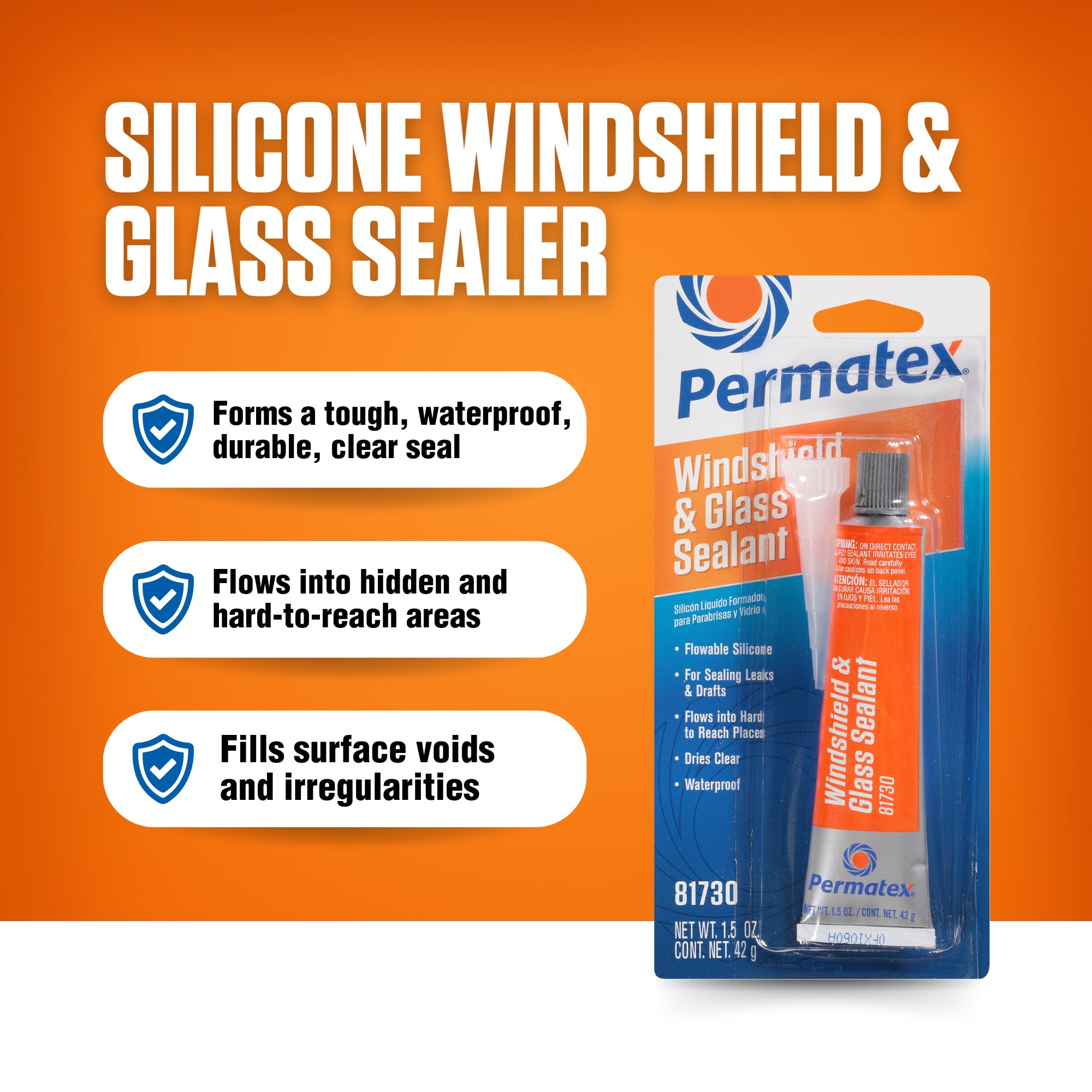 Permatex 81730 Flowable Silicone Windshield And Glass Sealer, 1.5 Oz.