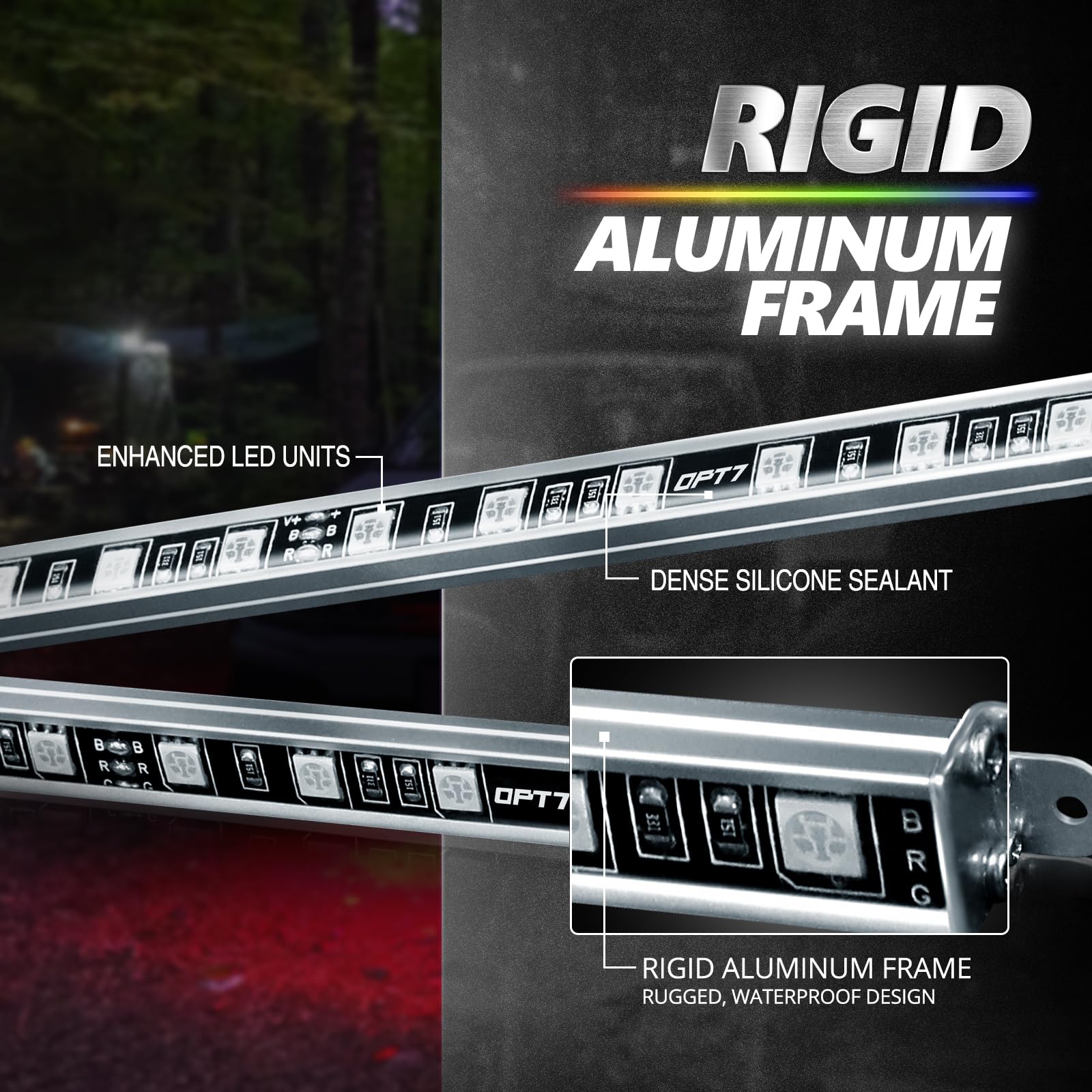 Opt7 Aura Pro Underglow Led Lights Kit For Truck With App & Remote Control, Rgb Multicolor Music Modes, Waterproof Rigid Aluminu