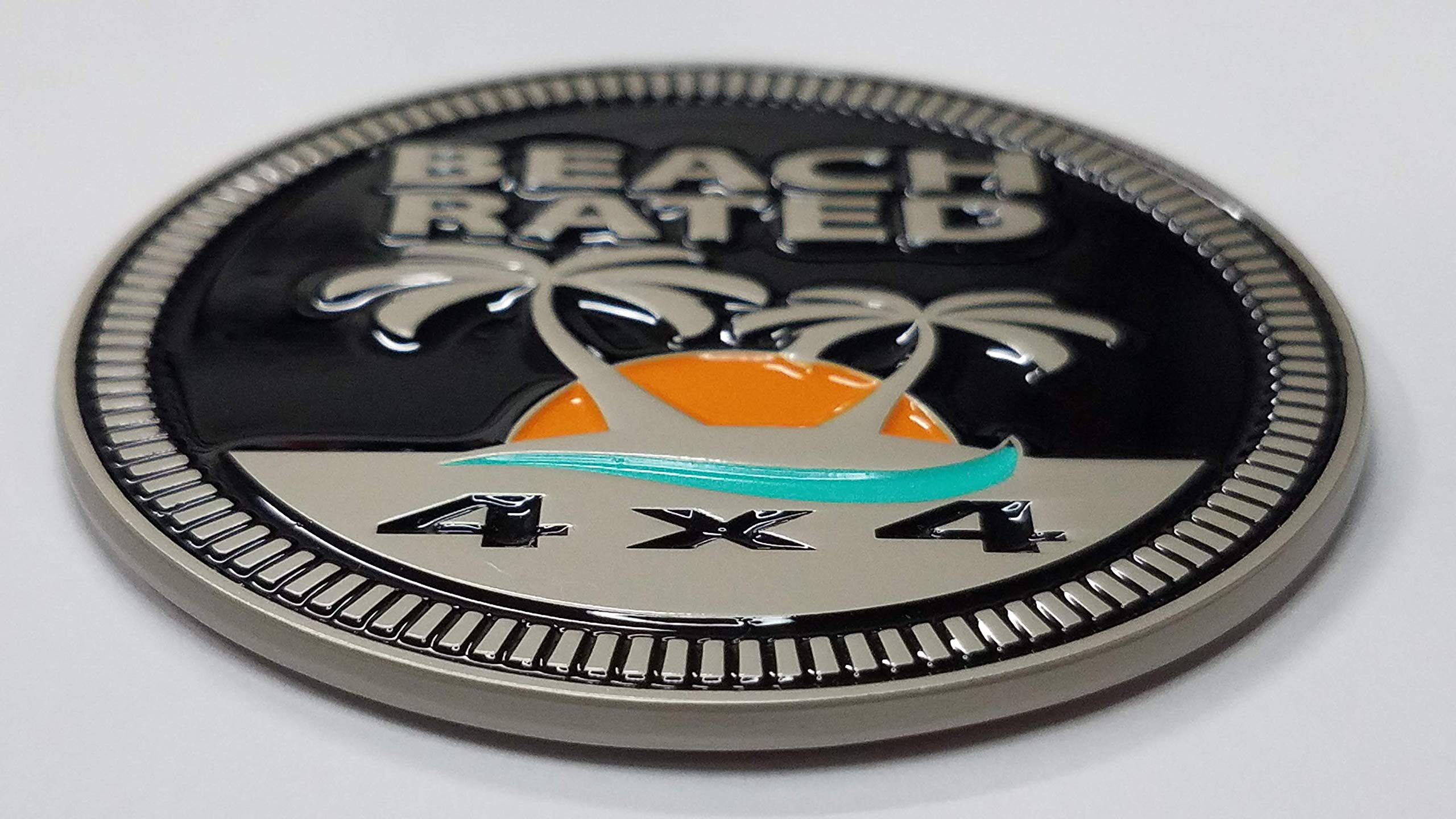 Badge Glow Beach Rated 4X4 Metal Automotive Badge Specifically Designed For The Jeep Wrangler Cherokee ~ Stick It Anywhere!