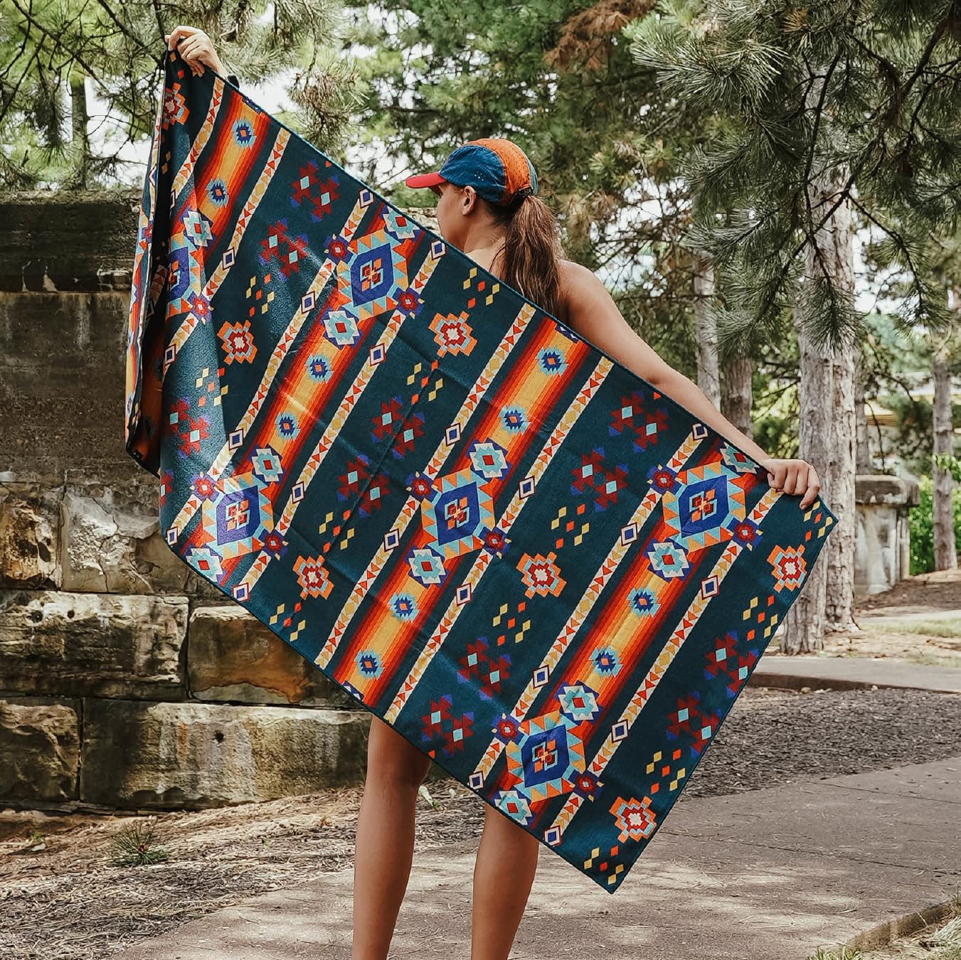Sprints Athletic Running Towel, Full-Sized, Car Seat Cover - Performance Microfiber (Aztec Artisans & Chocolate Currency)