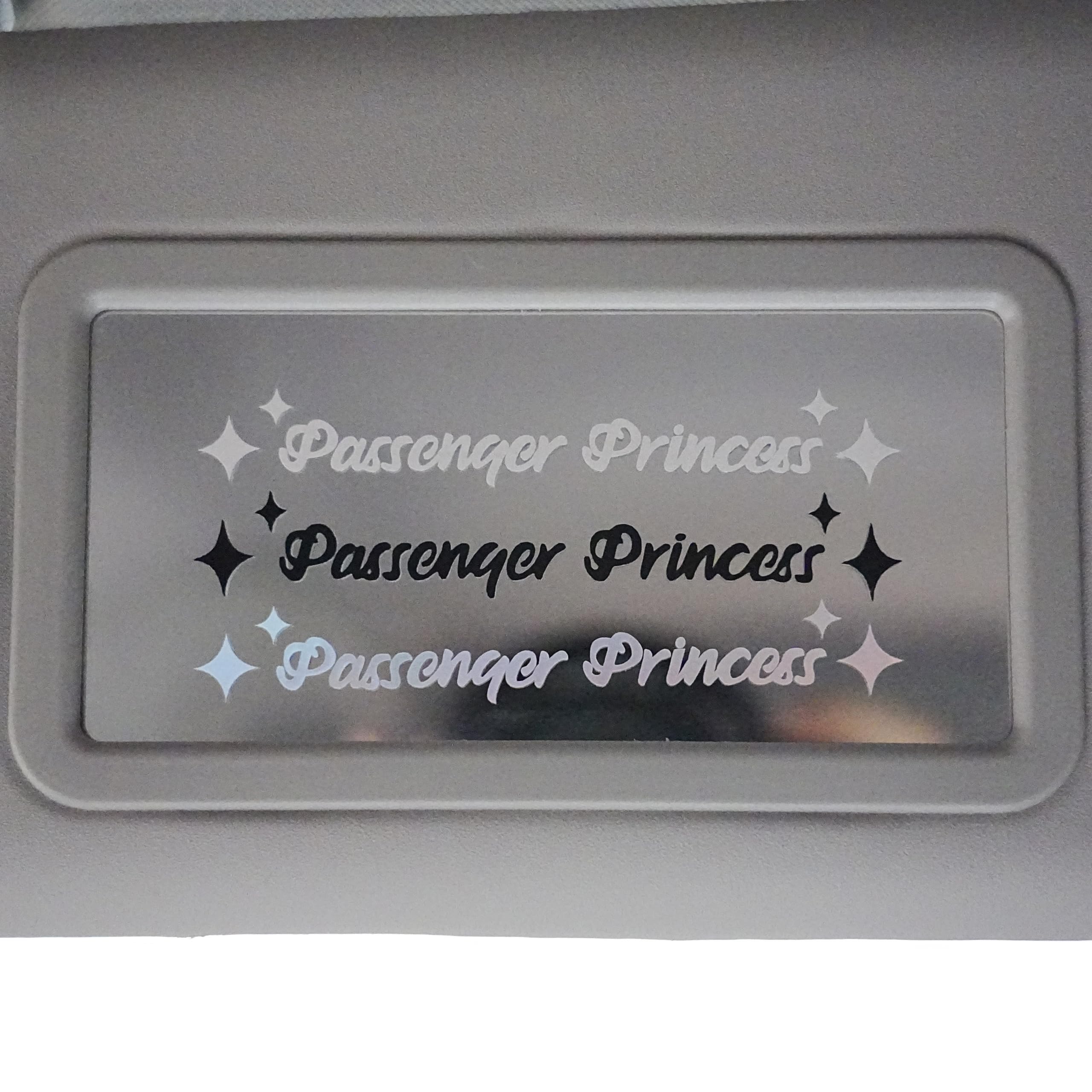 Amioro 5 Pack Passenger Princess Stickers Funny Car Decal Accessories Rearview Mirror Window Sticker For Women (Pink)