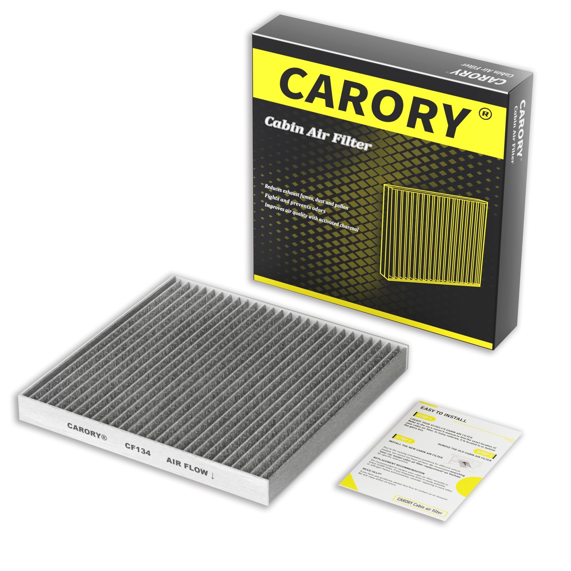 CARORY Cabin Air Filter w/Activated Carbon for Honda Accord 2003-2022, Civic 2006-2015, CR-V 2007-2016, Odyssey 2006-2017, Pilot