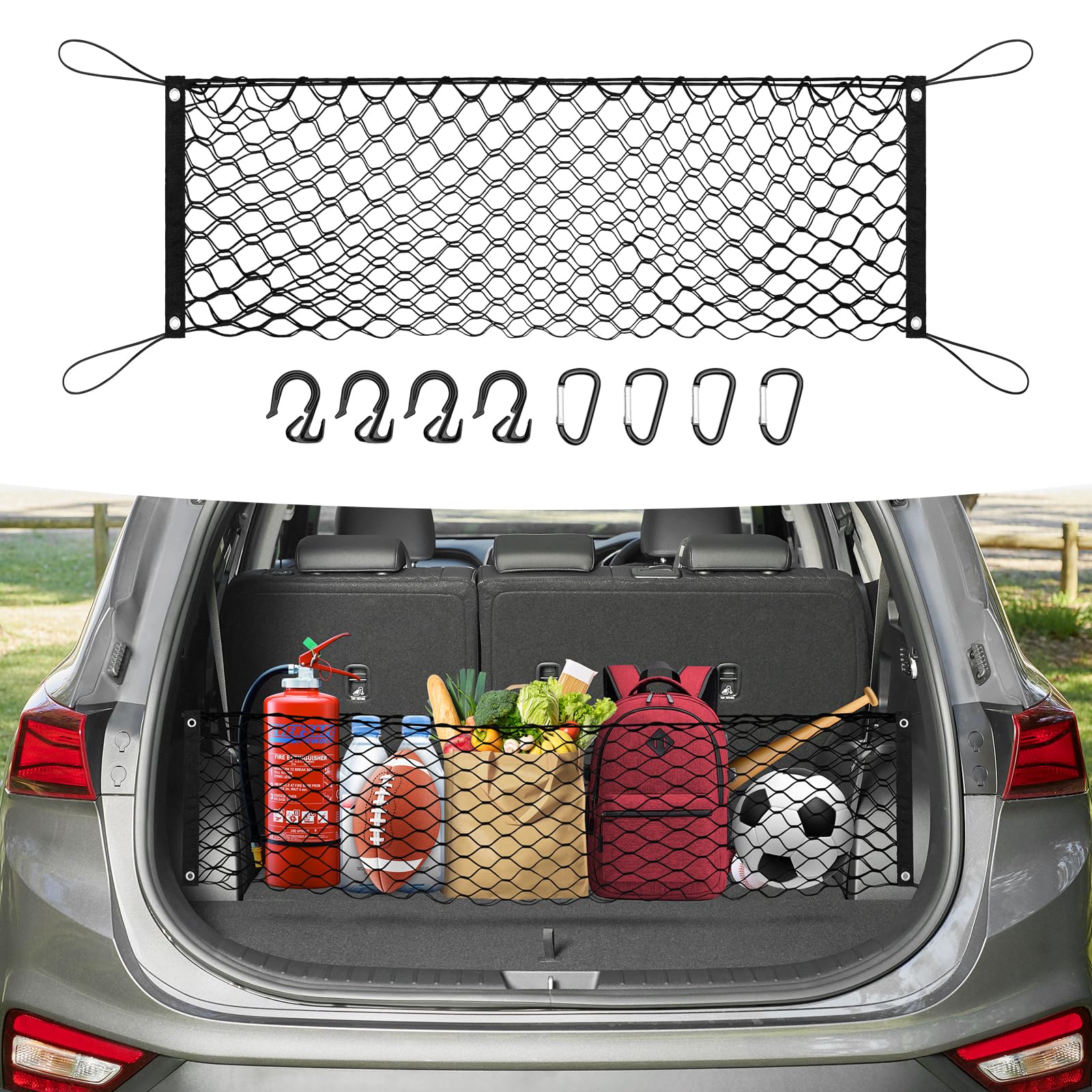 Canvcle Trunk Cargo Net for 2013-2025 Hyun-dai Santa Fe Accessories Envelope Style Mesh Trunk Net Organizer and Storage Stretcha