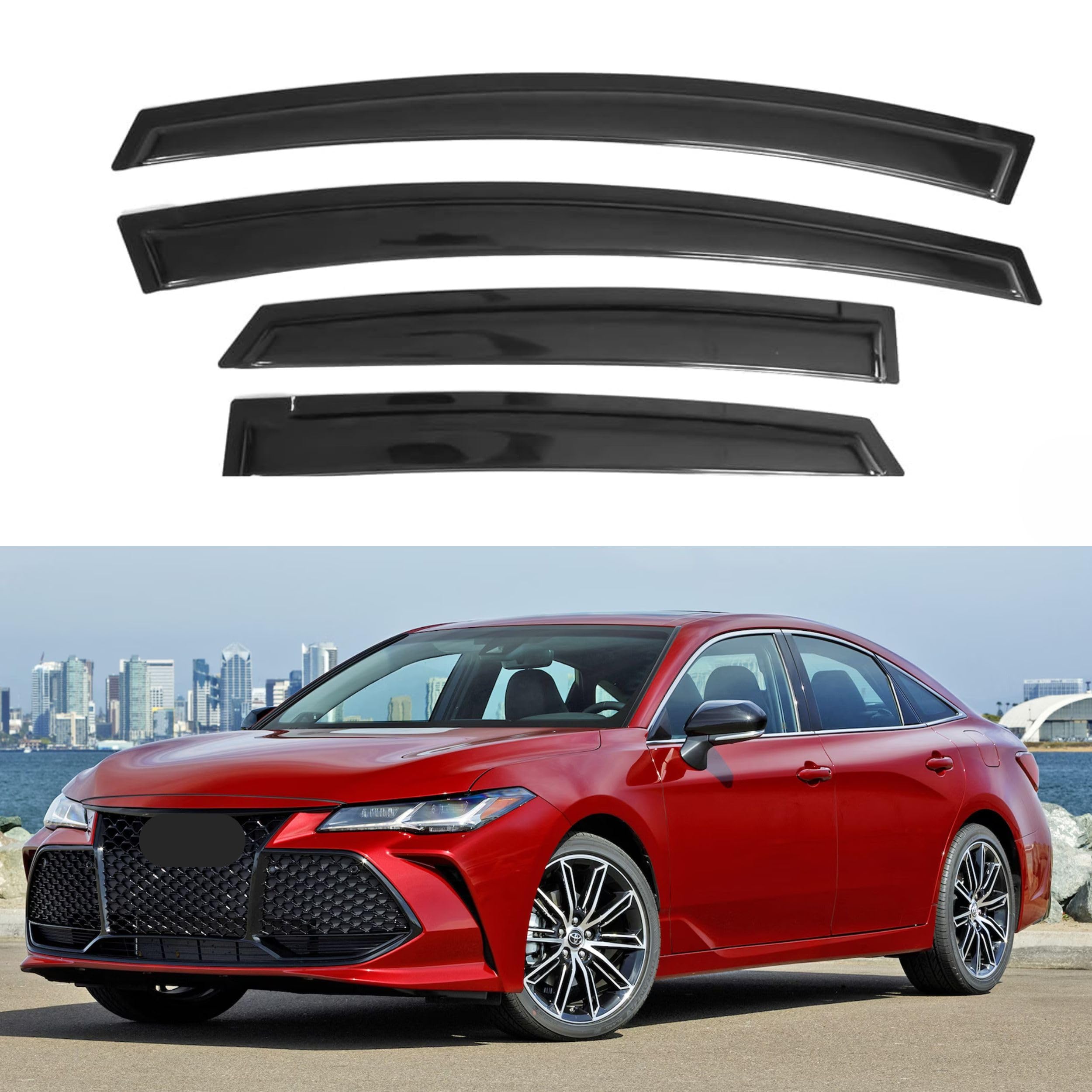 Ig Window Visor For Toyota Avalon 2019-2022, Rain Guard Tape-On Extra Durable Sun Wind Side Vent Window Deflector, 2019 2020 202