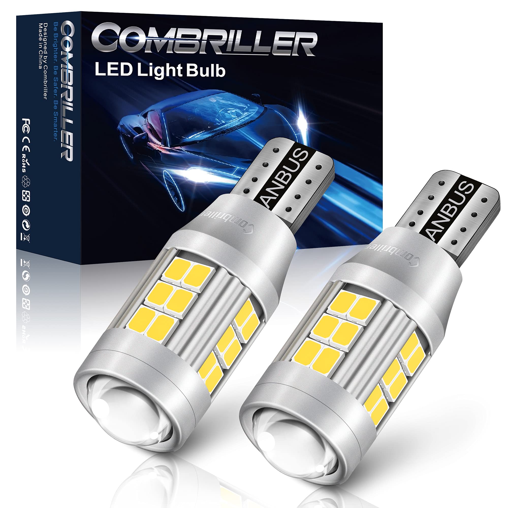 Combriller 912 921 Led Bulb, 921 Backup Reverse Light Bulbs White, 3600 Lumens Super Bright 906 912 T15 W16W 921 Led Bulbs For B