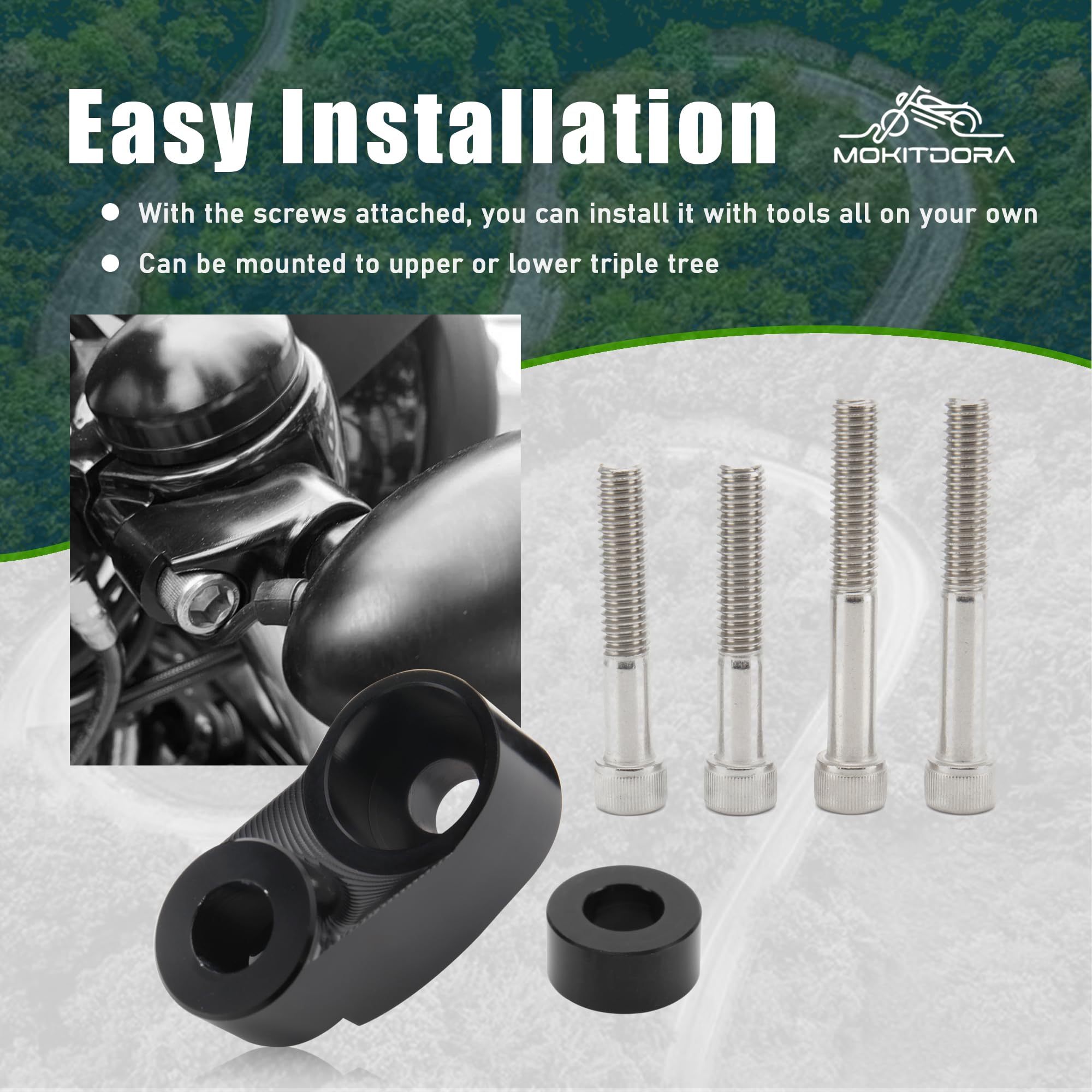 Mokitdora Dyna Sportster Front Turn Signal Relocation Kit 39Mm-49Mm Tubes Compatible With Harley Sportster Xl883 1200 Dyna Glide