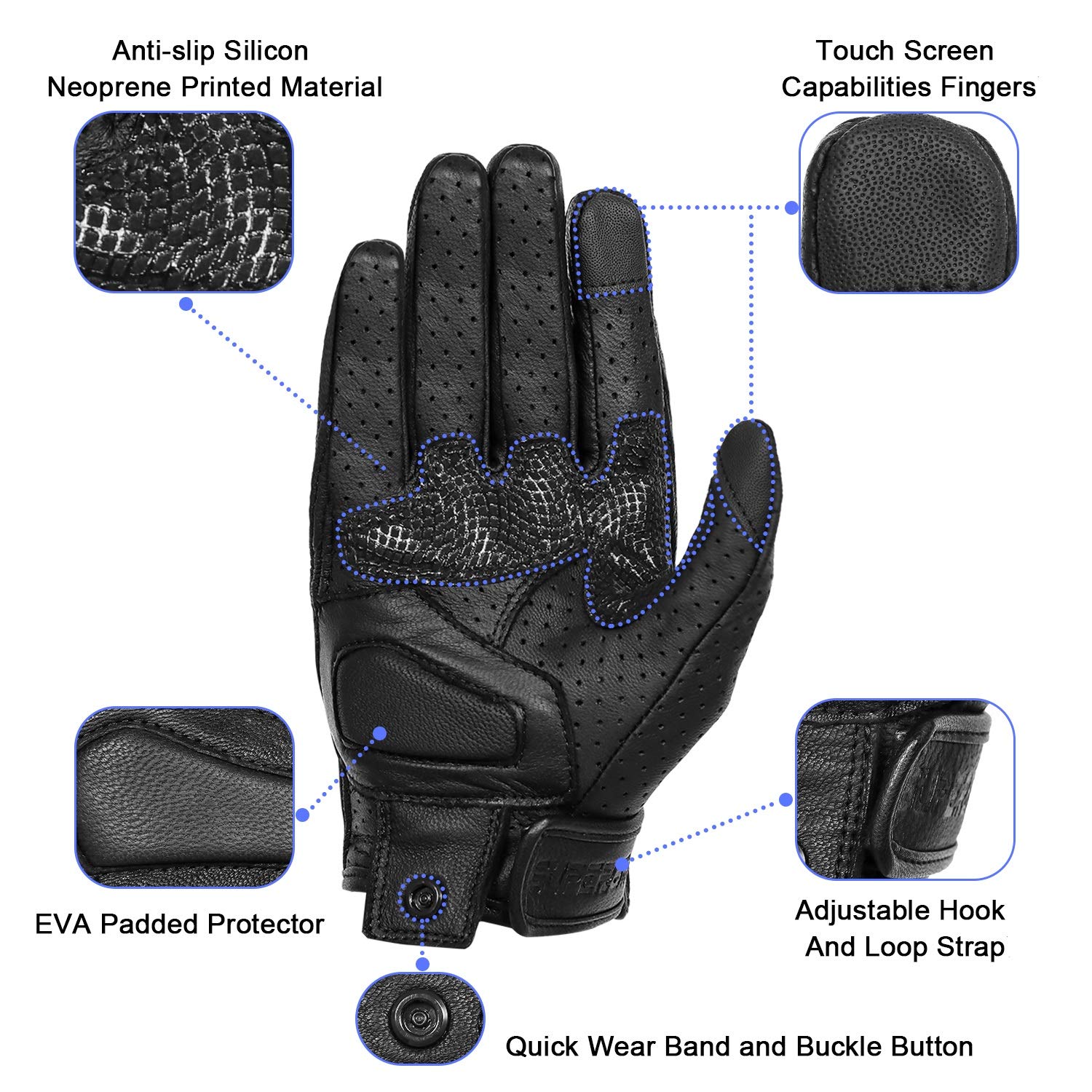 Superbike Updated Full Finger Anti-Slip Motorcycle Gloves Hard Knuckle Perforated Motorcycle Riding Gloves (Updated,Perforated,