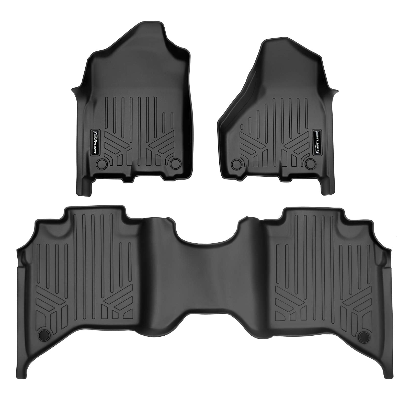Maxliner Custom Floor Mats 2 Row Liner Set Black Compatible With 2019-2022 Ram 2500/3500 Crew Cab With 1St Row Bucket Or Bench Seats
