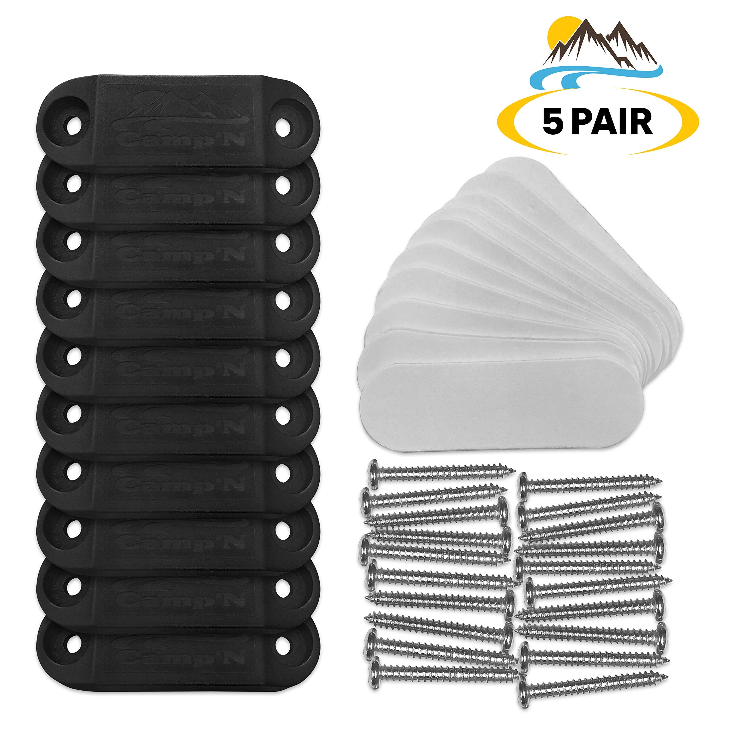 Camp'N Rv Magnetic Door Catch (Black 5-Pair) Rv Magnetic Door Holder & Rv Door Magnet For A Secure Hold. Magnetic Rv Door Holder - Rv Door Magnetic Catch - Rv Door Magnets With Mounting Hardware