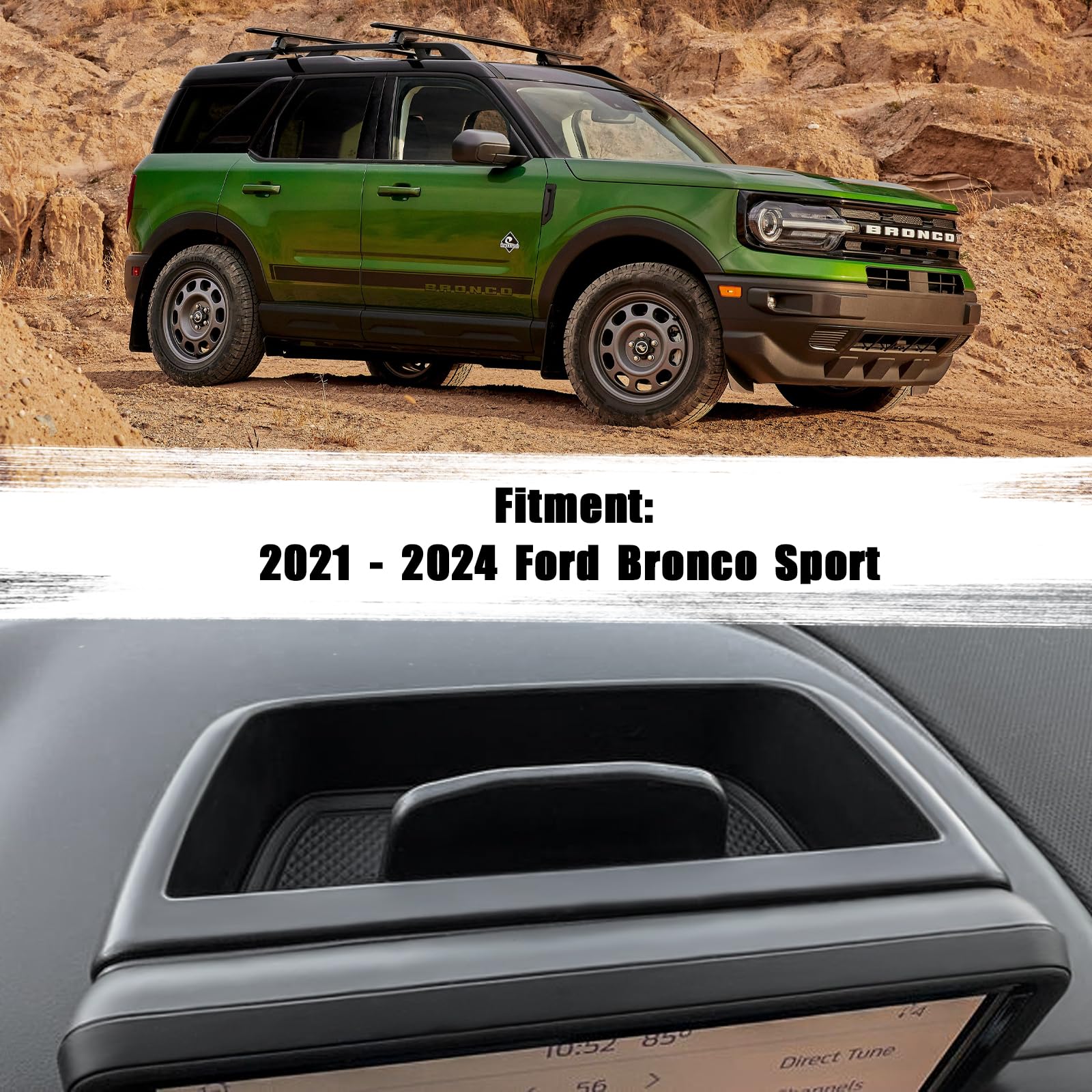 Neepiar Center Console Dash Storage Tray Compatible With 2021 2022 2023 2024 Ford Bronco Sport Cx430 Console Dashboard Organizer