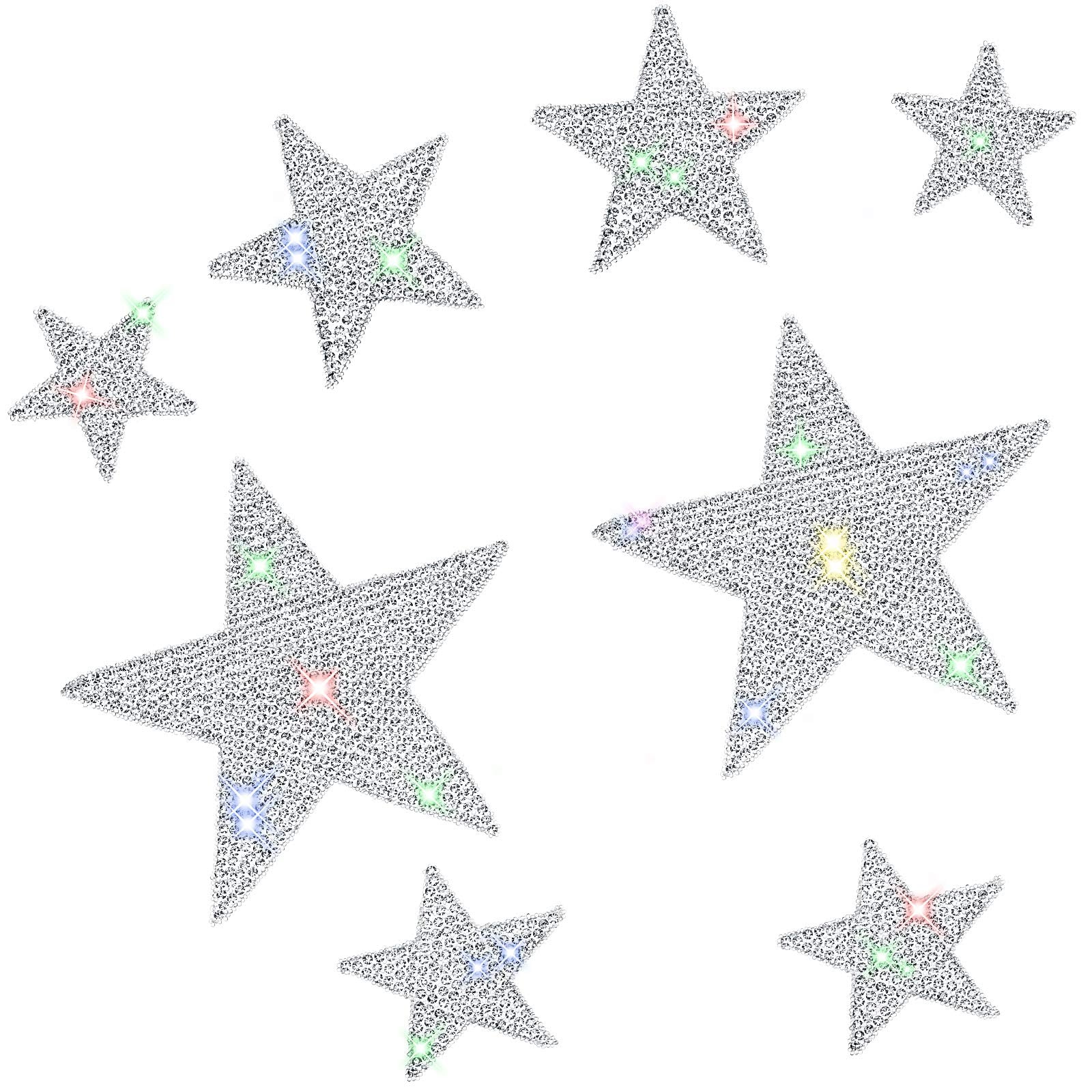 Frienda 8 Pieces Rhinestone Star Stickers Bling Car Decals Crystal Self Adhesive Diamond Car Stickers Glitter Auto Emblem Decals
