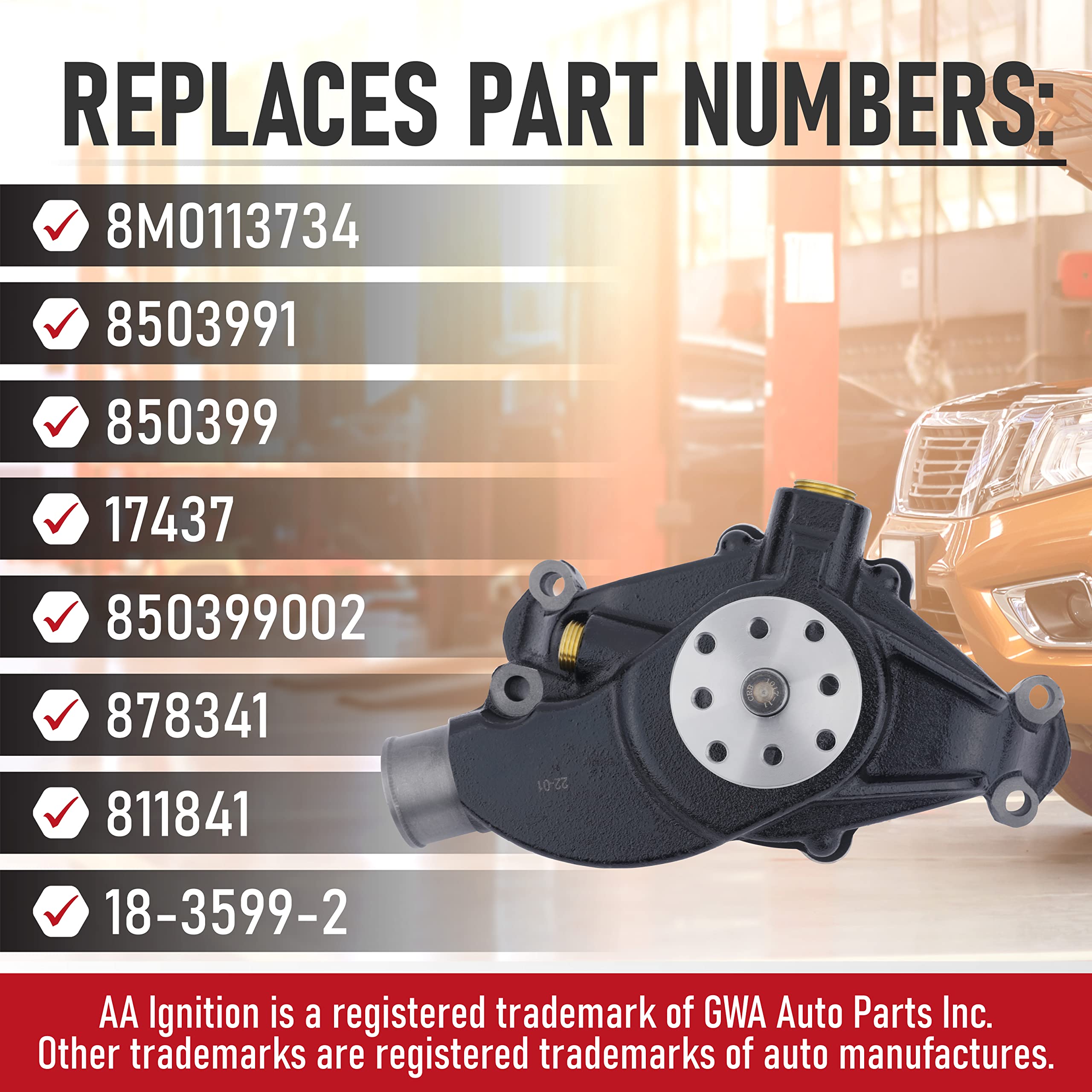 Water Circulating Pump Kit - Fits Mercruiser, Stern Drive & Volvo Penta, 1968-1998 Omc,Chrysler & Indmar - Inboard 4.3, 5.0, 5.7